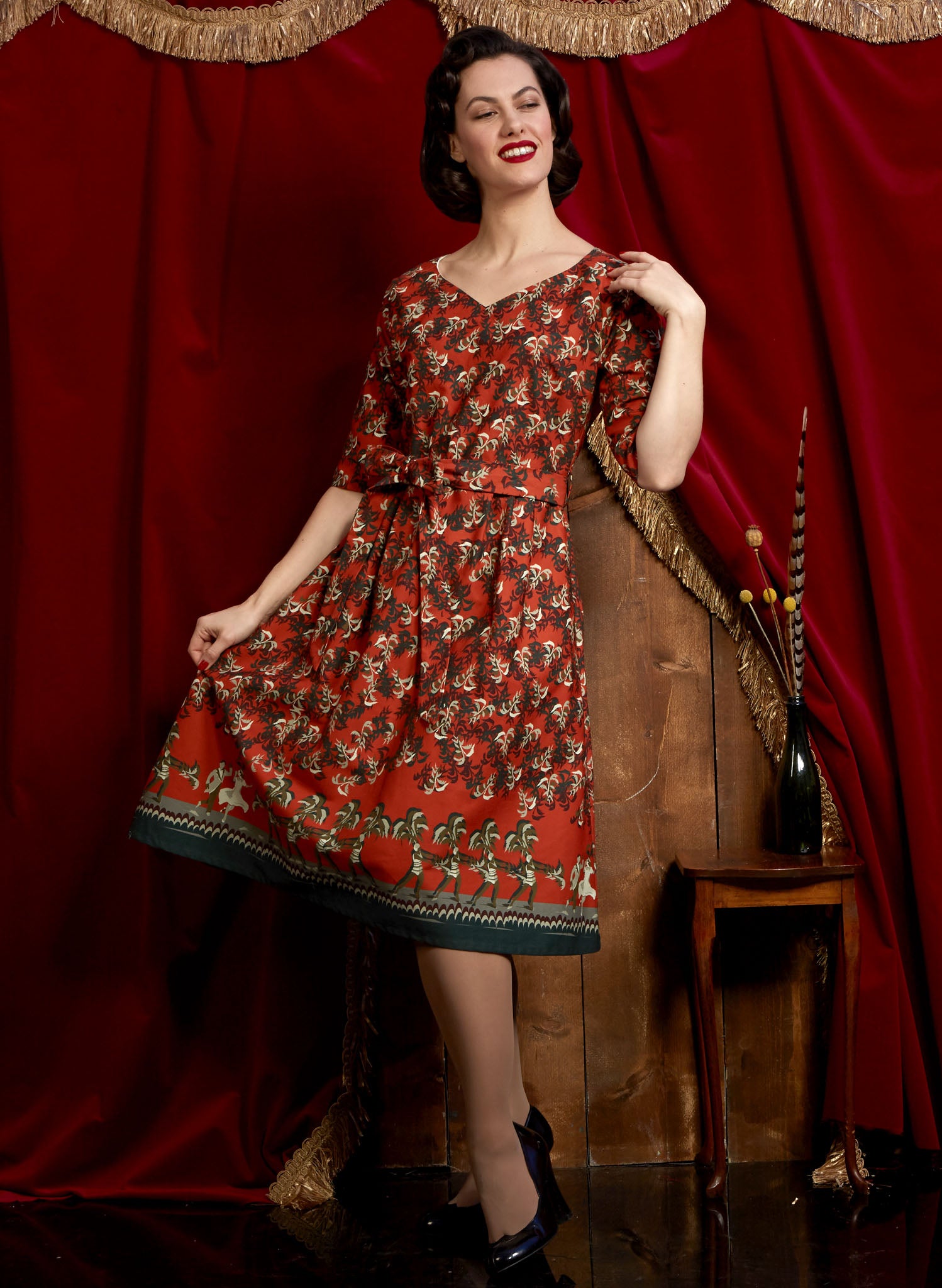 Evelyn Dress - Rust Cabaret