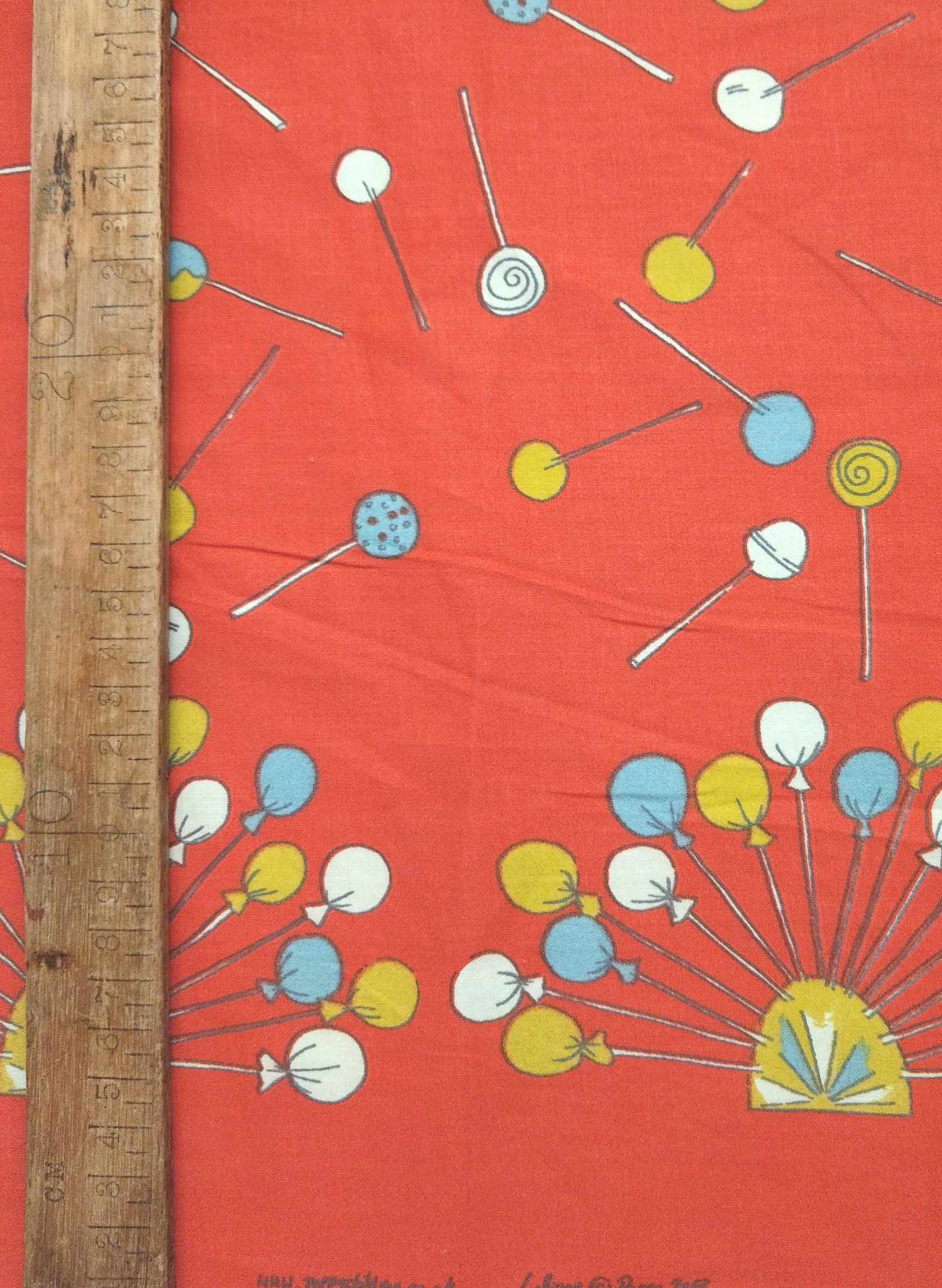 Remnant - 132cm x 20cm - Orange Lollipop Fabric - Cotton