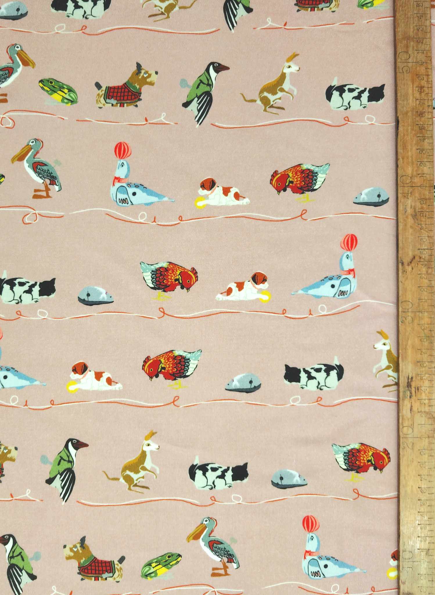 Dusky Pink Mecahical Toys -  Tencel - Fabric