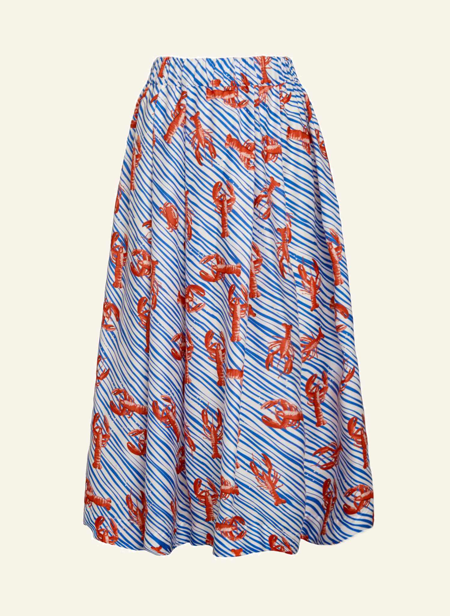 TENCEL™ Lyocell Blue Midi Lobster Skirt | Made in the UK