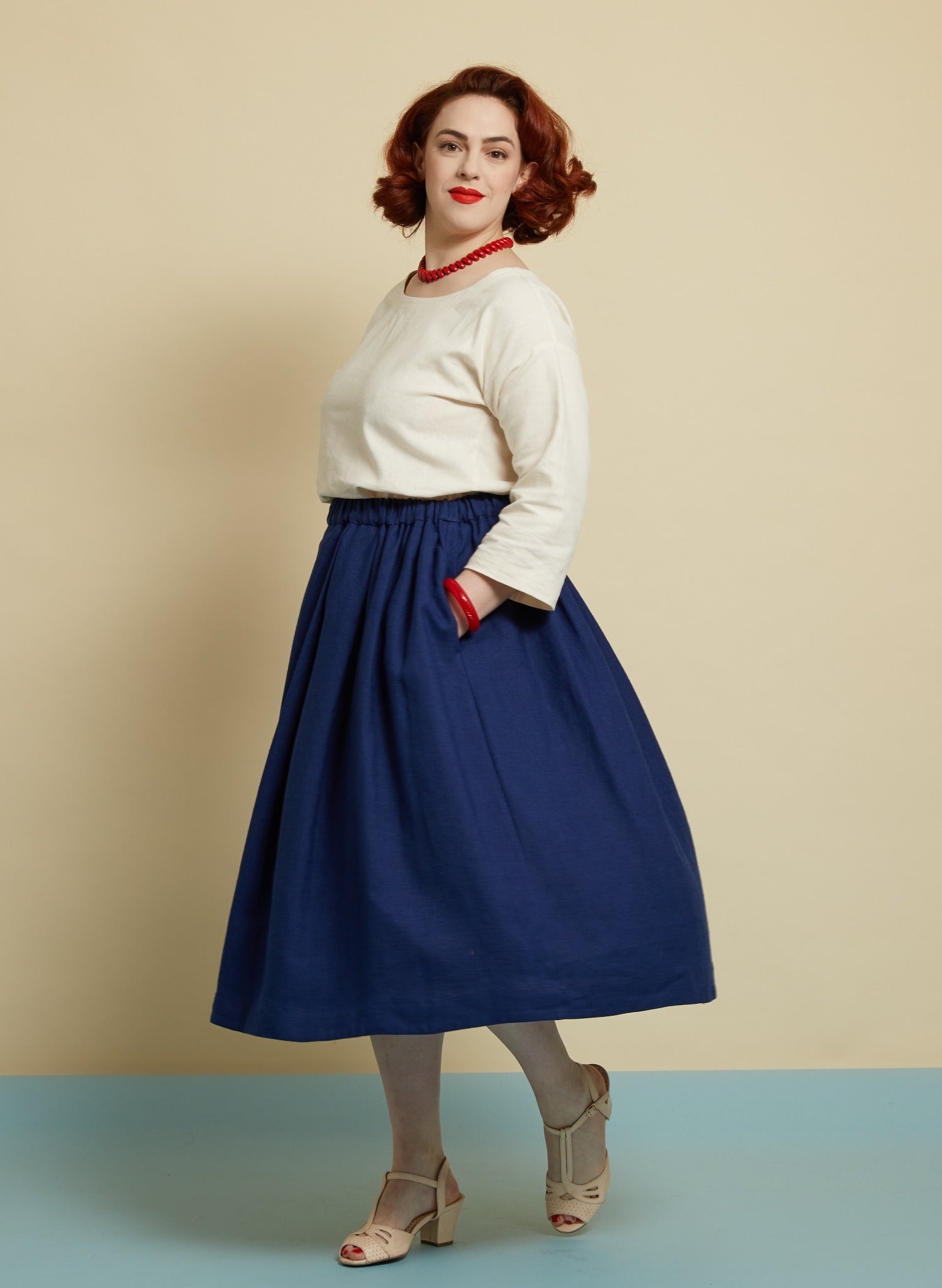 Navy blue midi skirt uk best sale