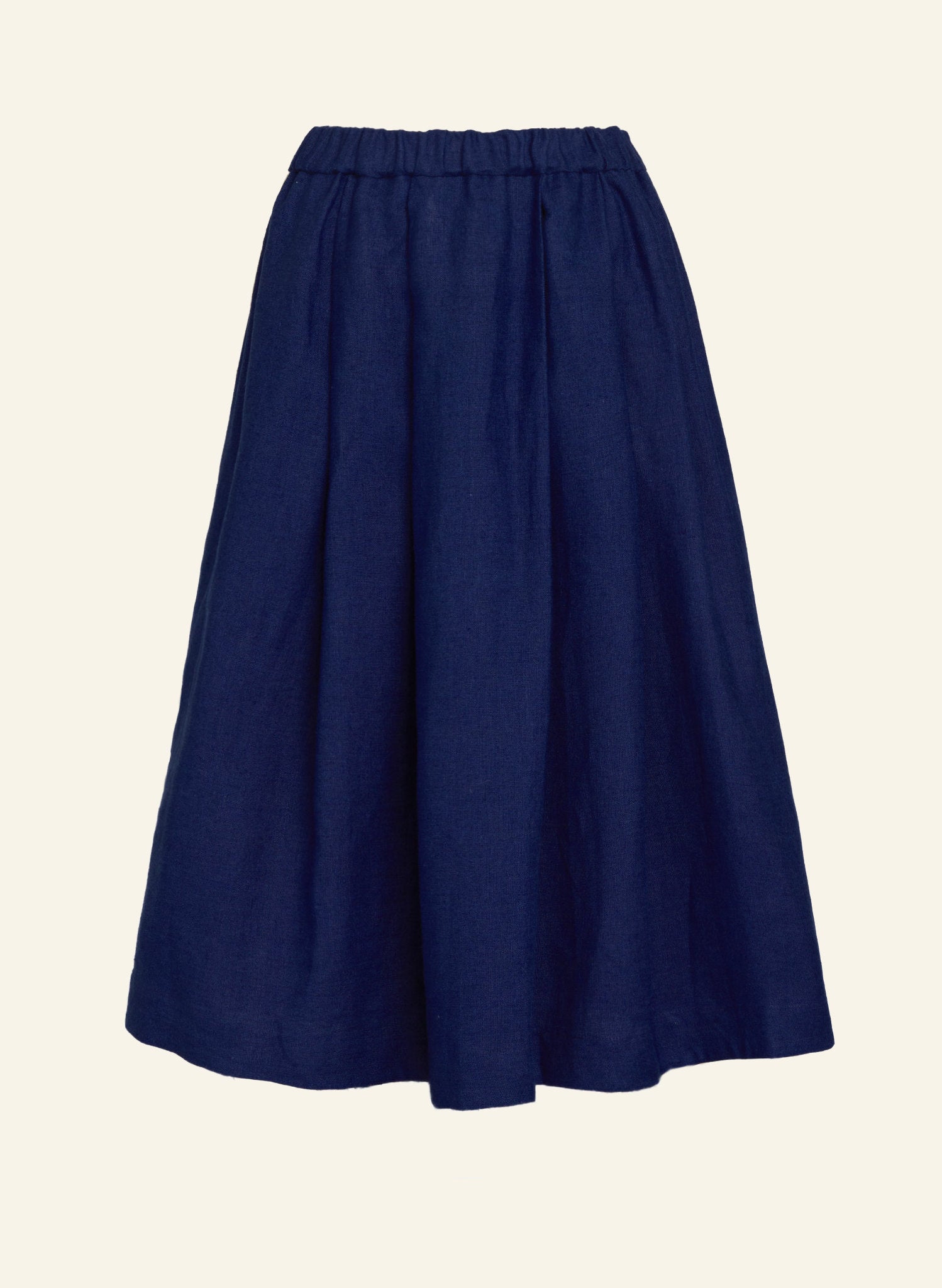 100% Linen Navy Midi Skirt | Made in the UK | Palava