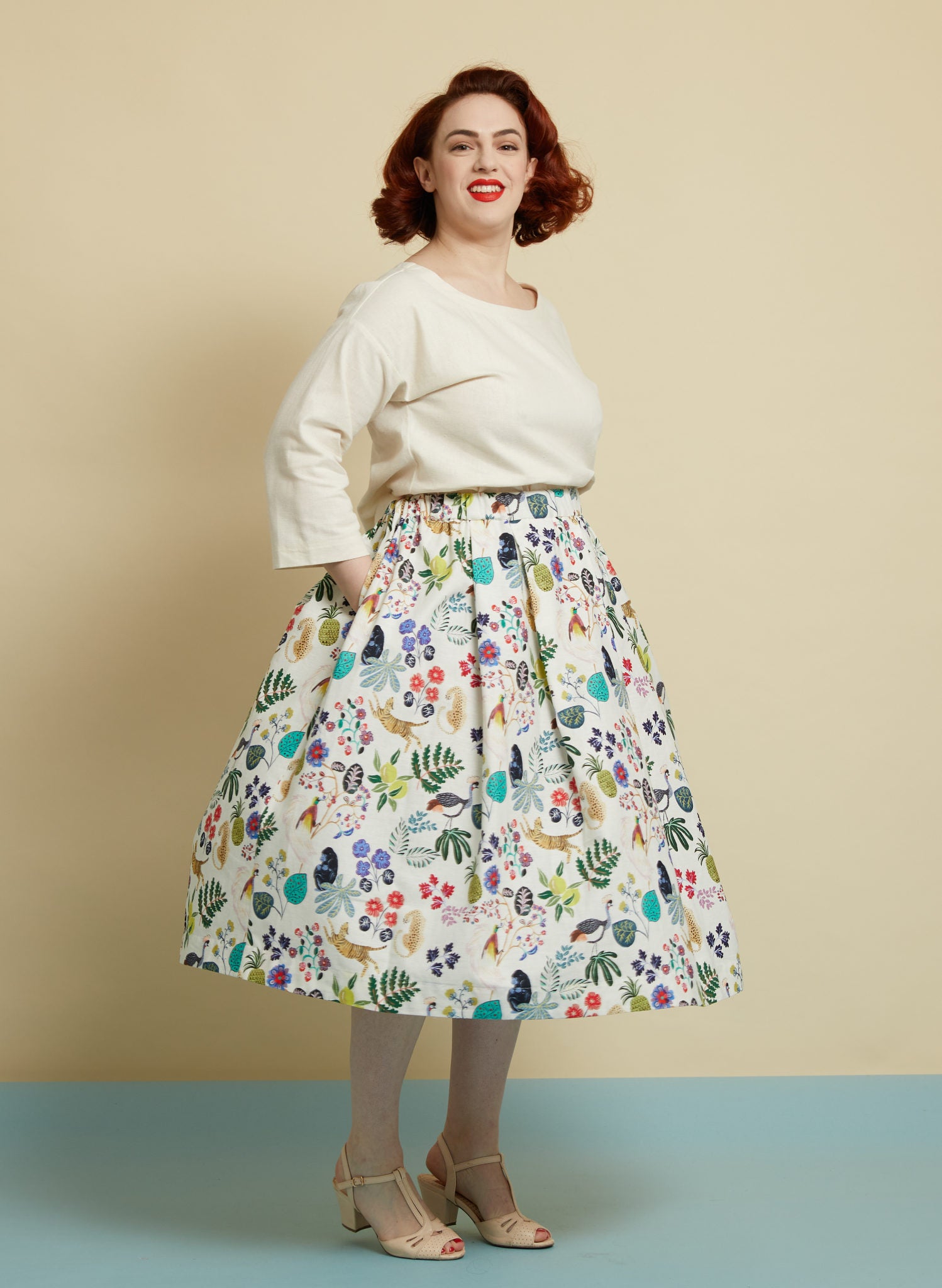 Paradise Garden Midi Skirt | Cotton & Linen | Made in UK