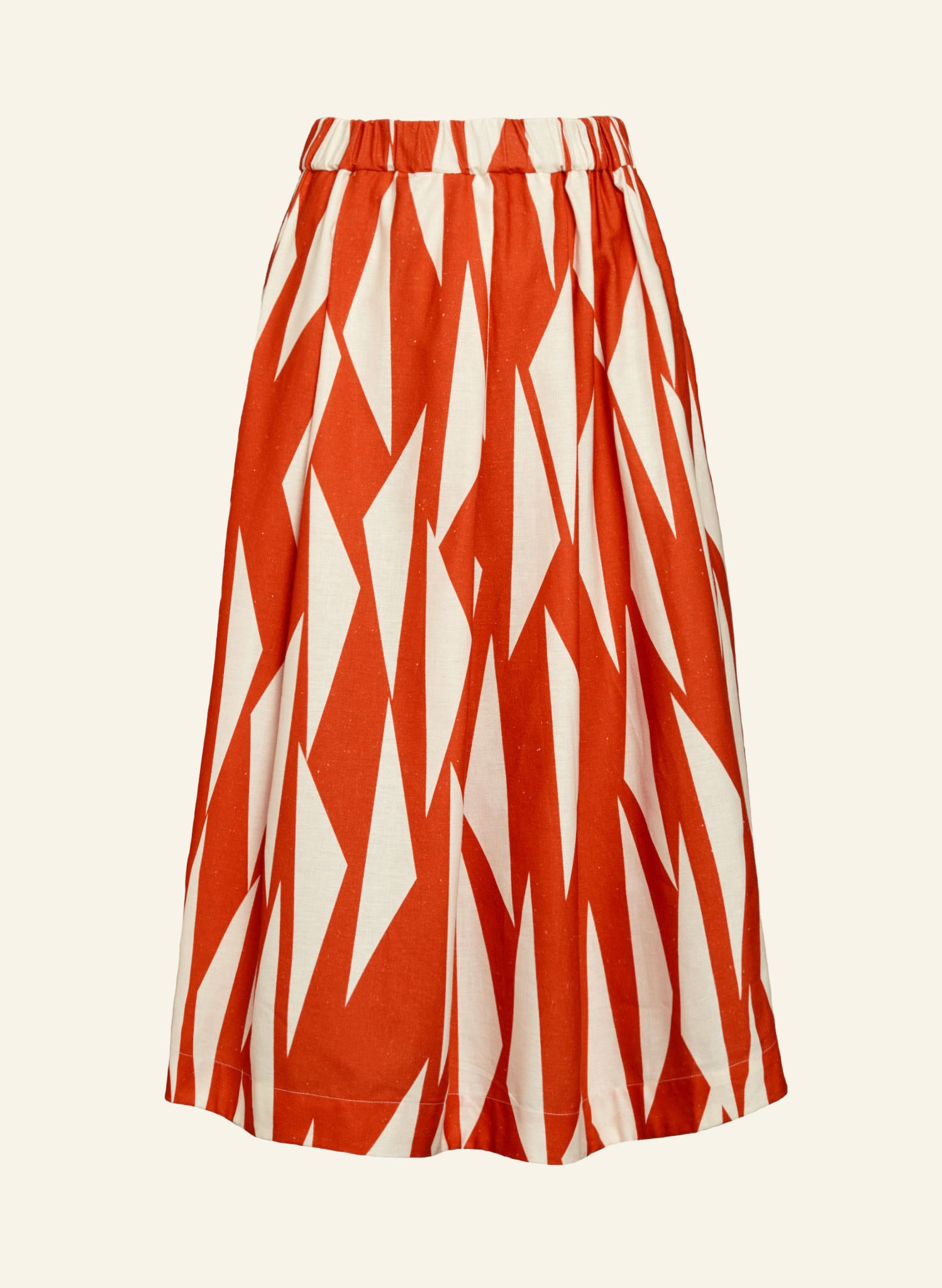 Red & White Sails Print Midi Skirt | Cotton & Linen | Made in UK