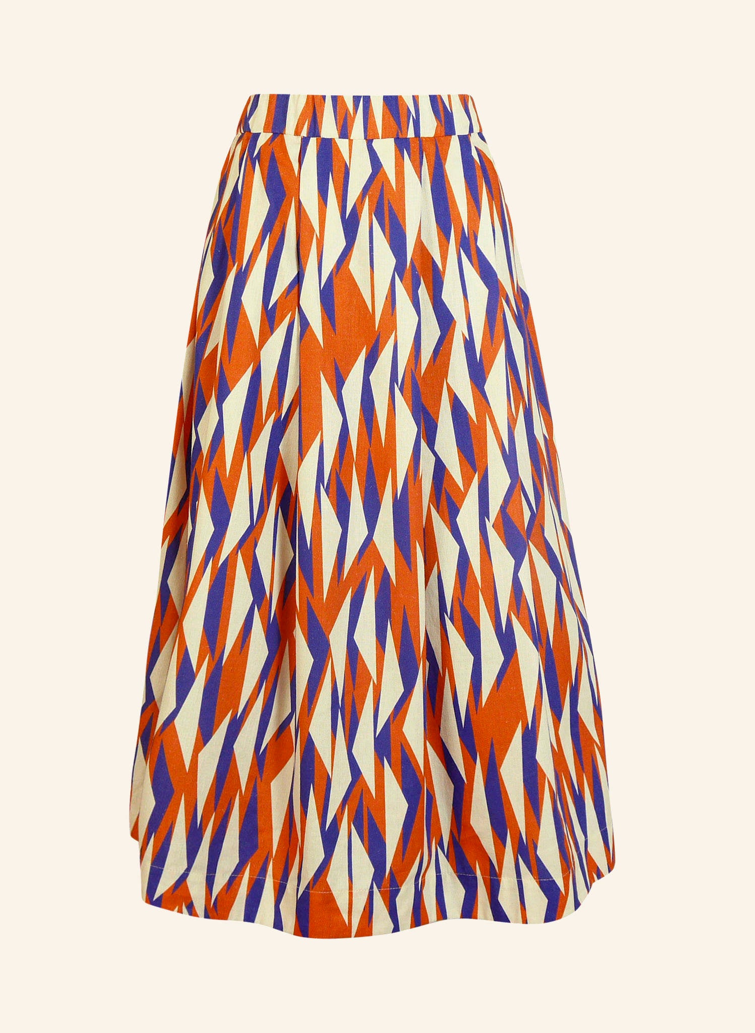 Red & Blue Tigerfish Midi Skirt | Cotton & Linen | Made in UK