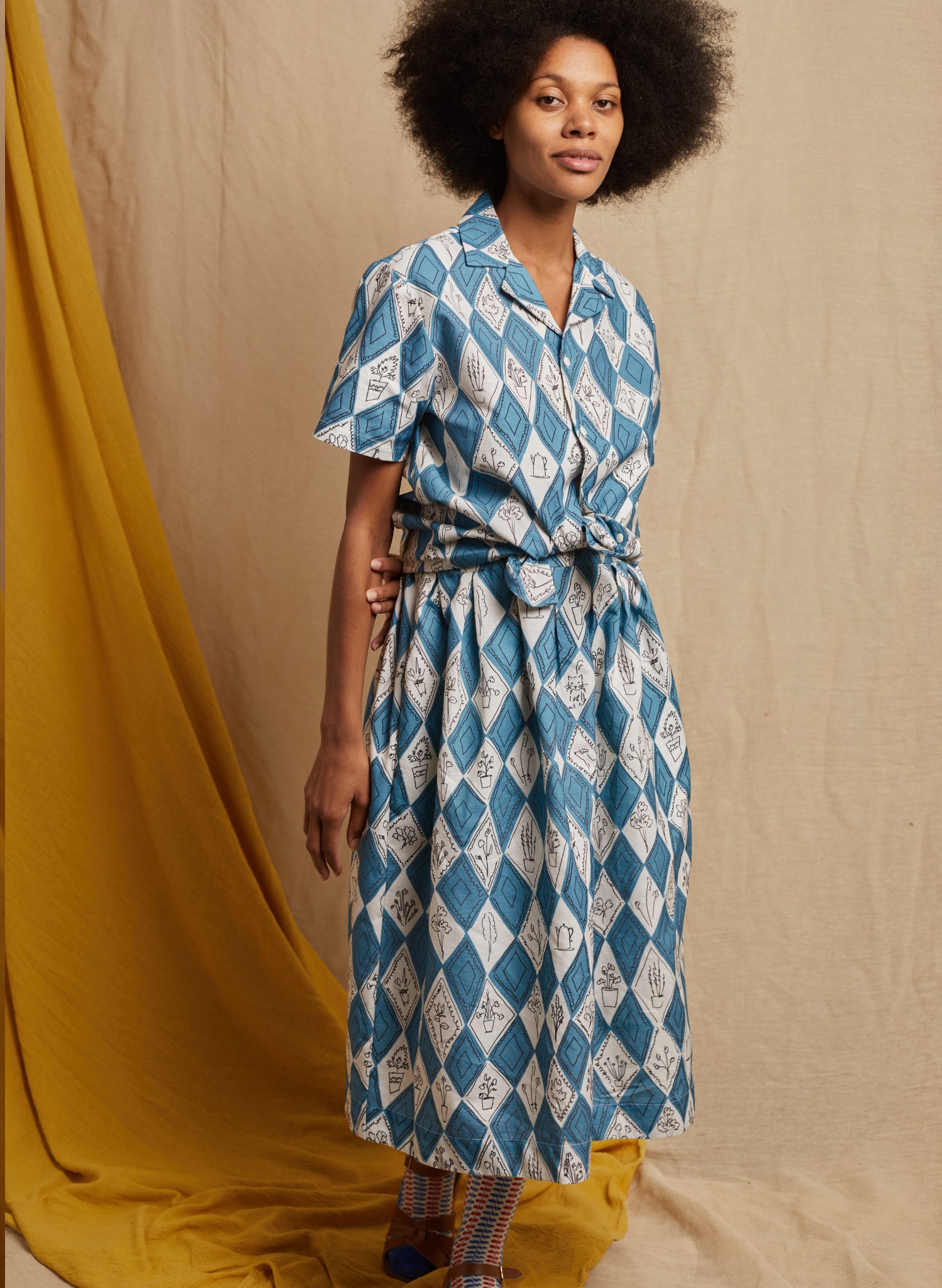 Florence Skirt - Teal Diamonds