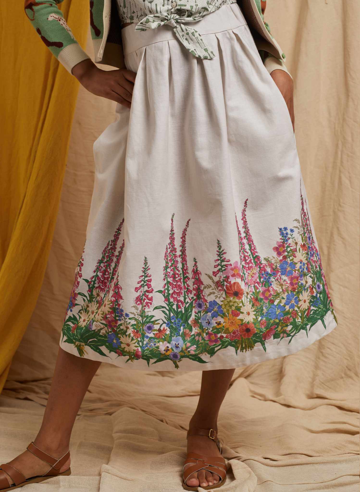 Florence Skirt - Natural Wildflower Border