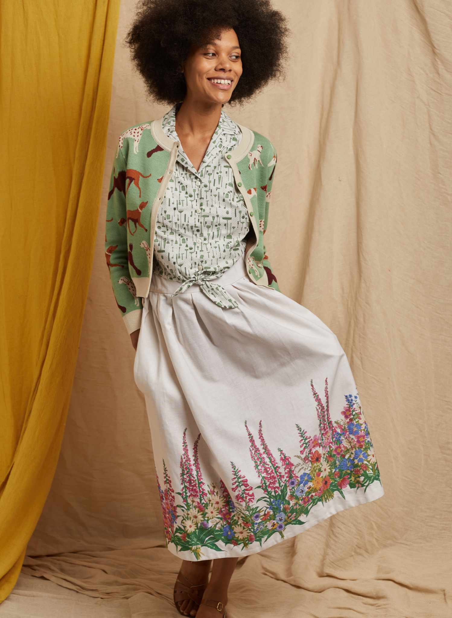 Florence Skirt - Natural Wildflower Border