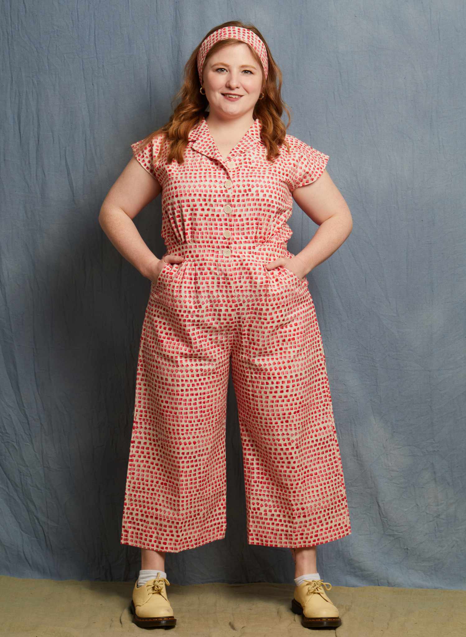 Francesca Jumpsuit - Pink Thumb Print