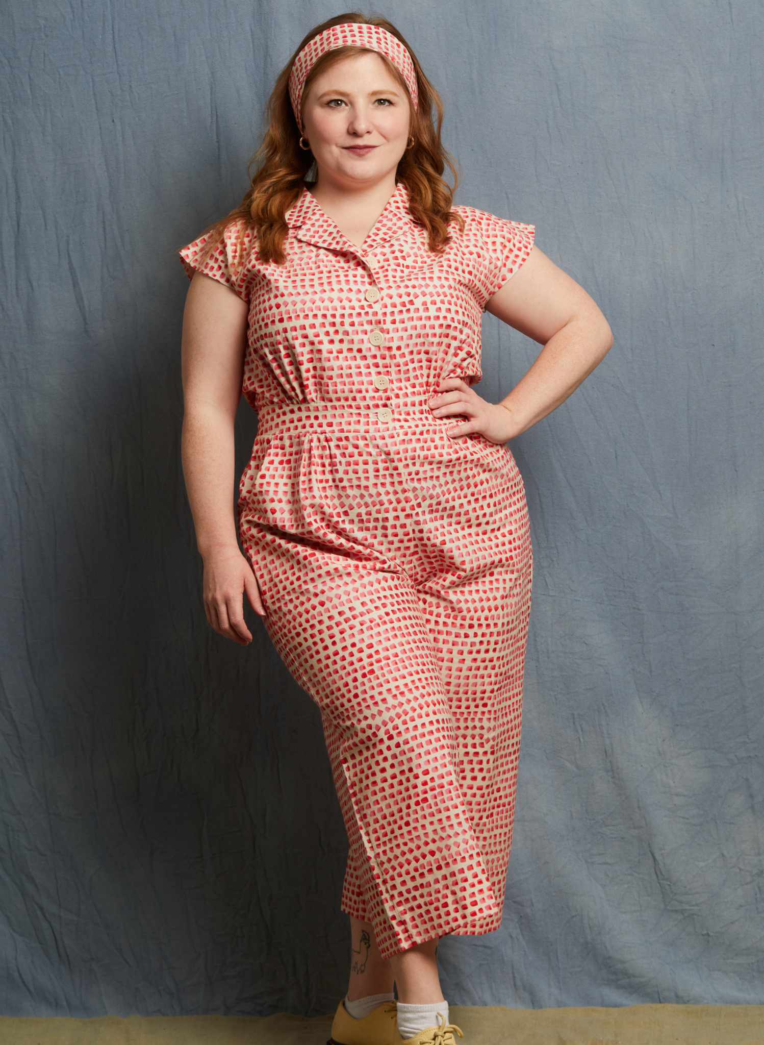 Francesca Jumpsuit - Pink Thumb Print