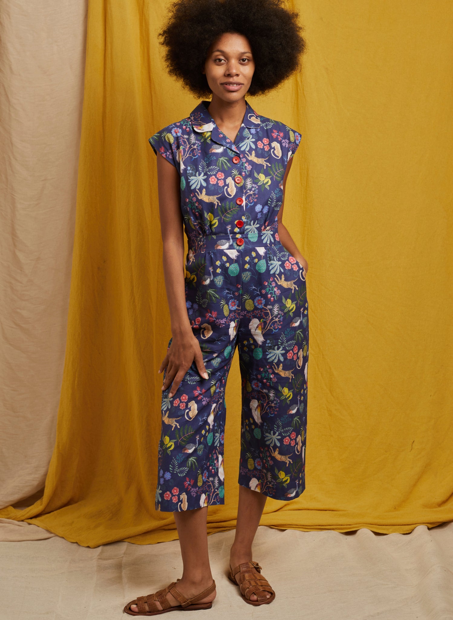 Francesca Jumpsuit - Navy Paradise Gardens