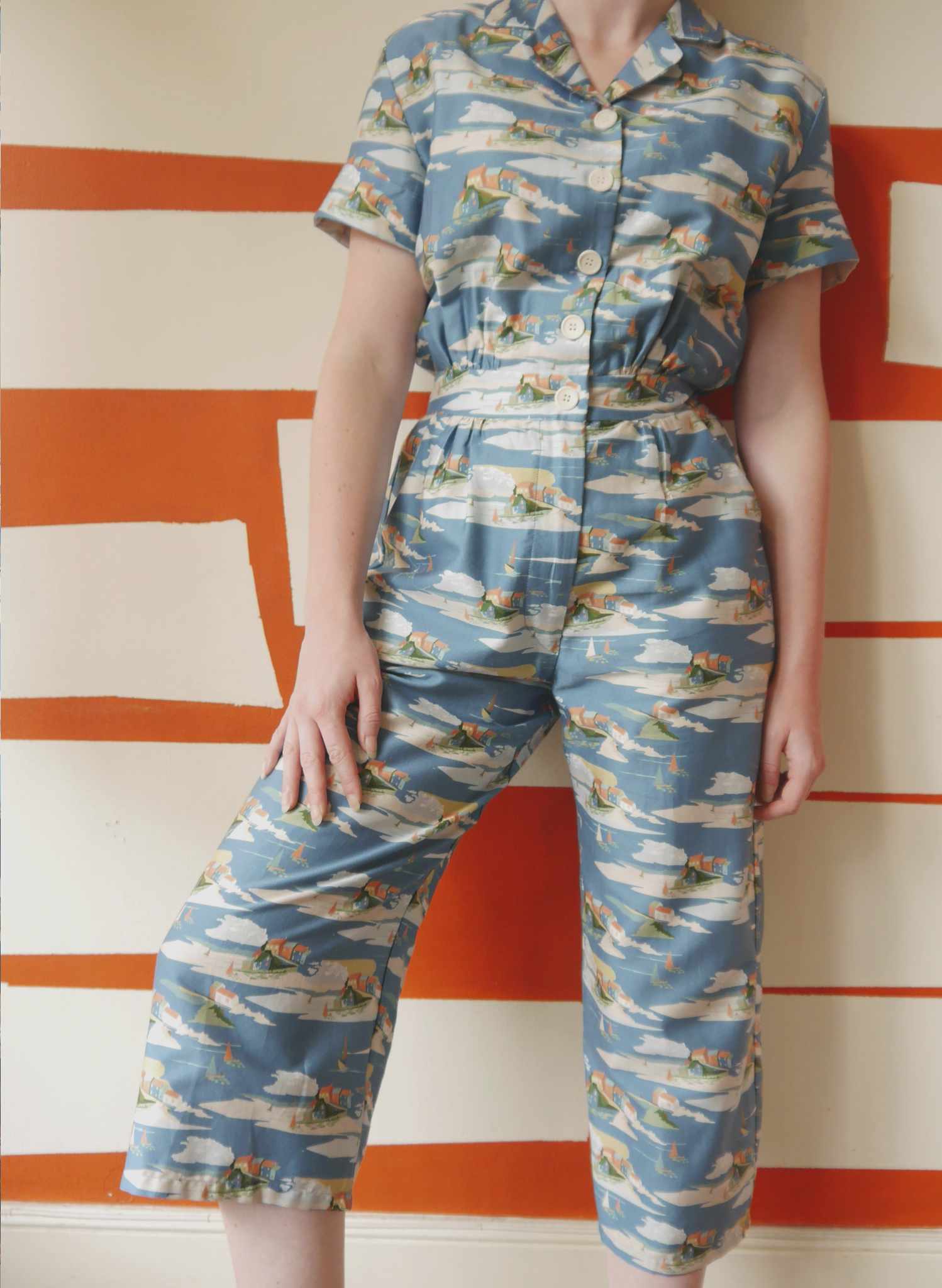 Limited edition - Custom Length - Francesca Jumpsuit - Blue Robin Hood's Bay