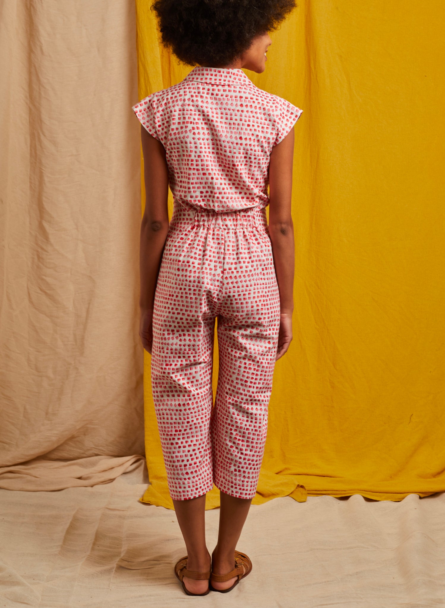 Francesca Jumpsuit - Pink Thumb Print