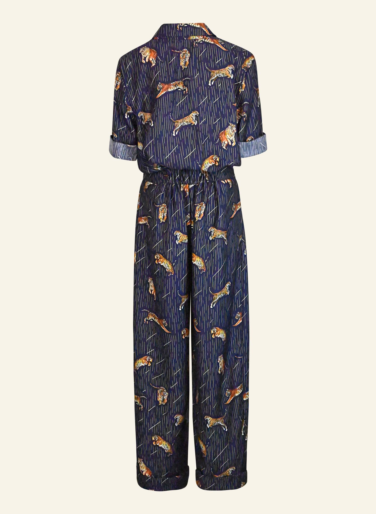 Francesca Long Jumpsuit - Navy Tigers