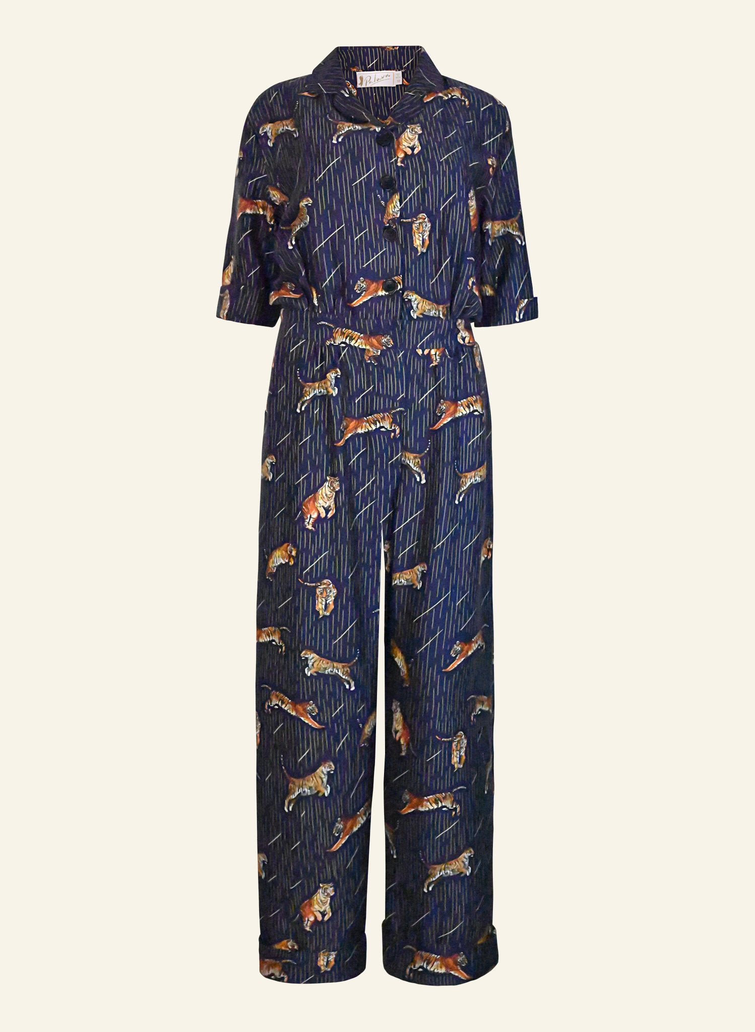 Francesca Long Jumpsuit - Navy Tigers