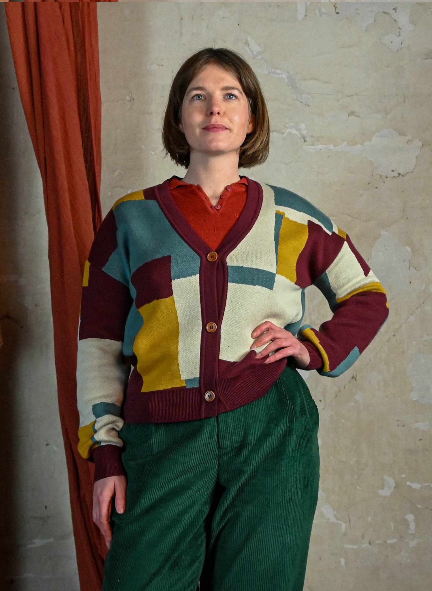 George - Plum Boxes Comfy Cardigan