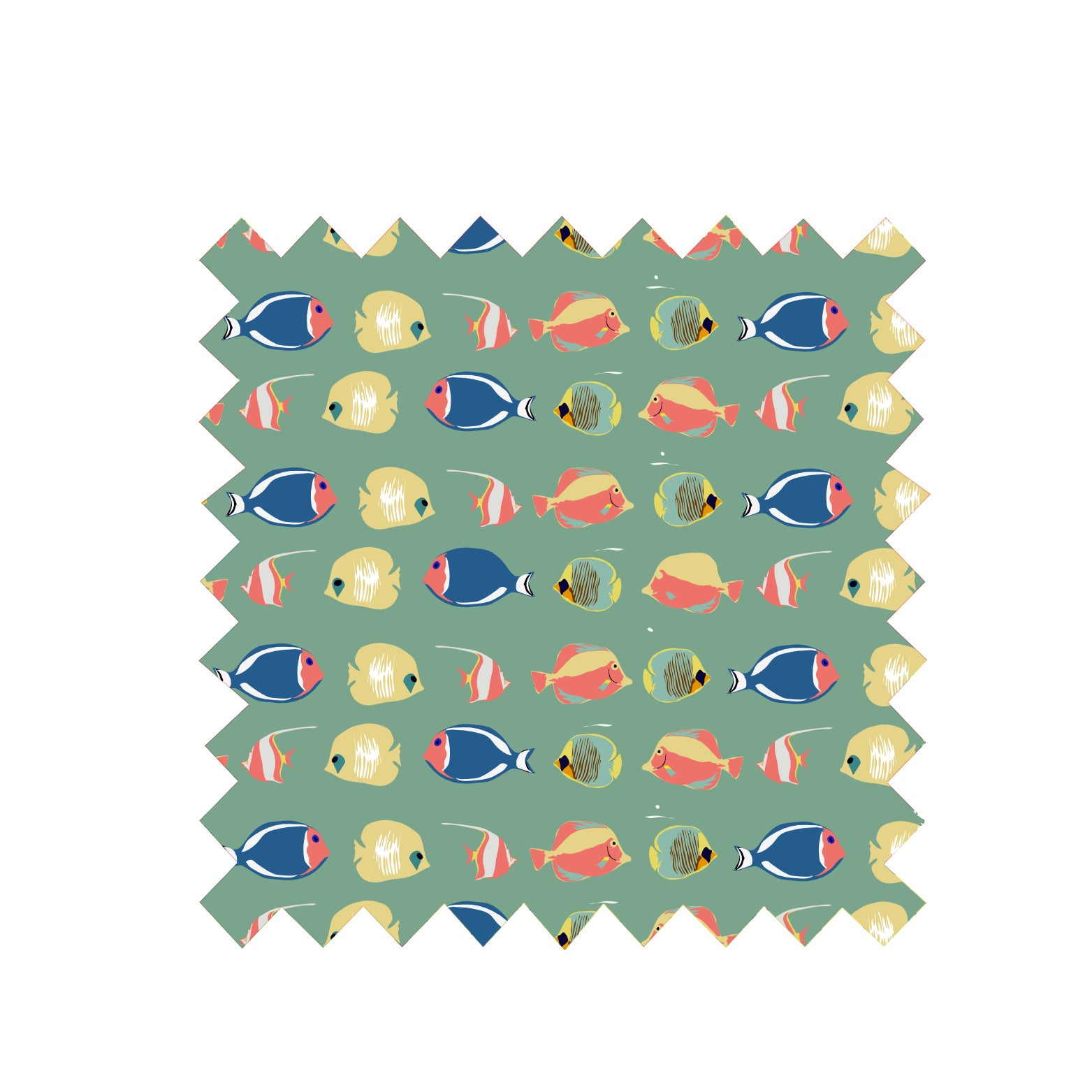 Remnant - 116cm x 204cm - Green Fish - Cotton Sateen