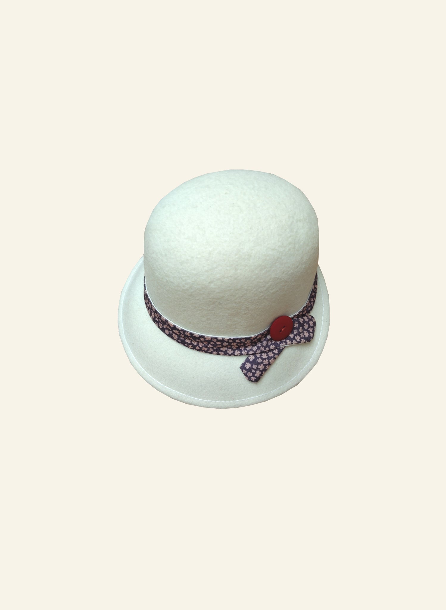 Archive Sale - Children's Cloche Hat - Cream with Ribbon