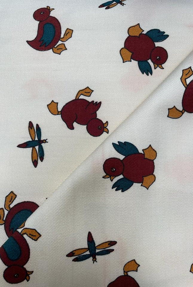 Remnant - 150cm - Cream Puddle Ducks Fabric - Cotton Twill