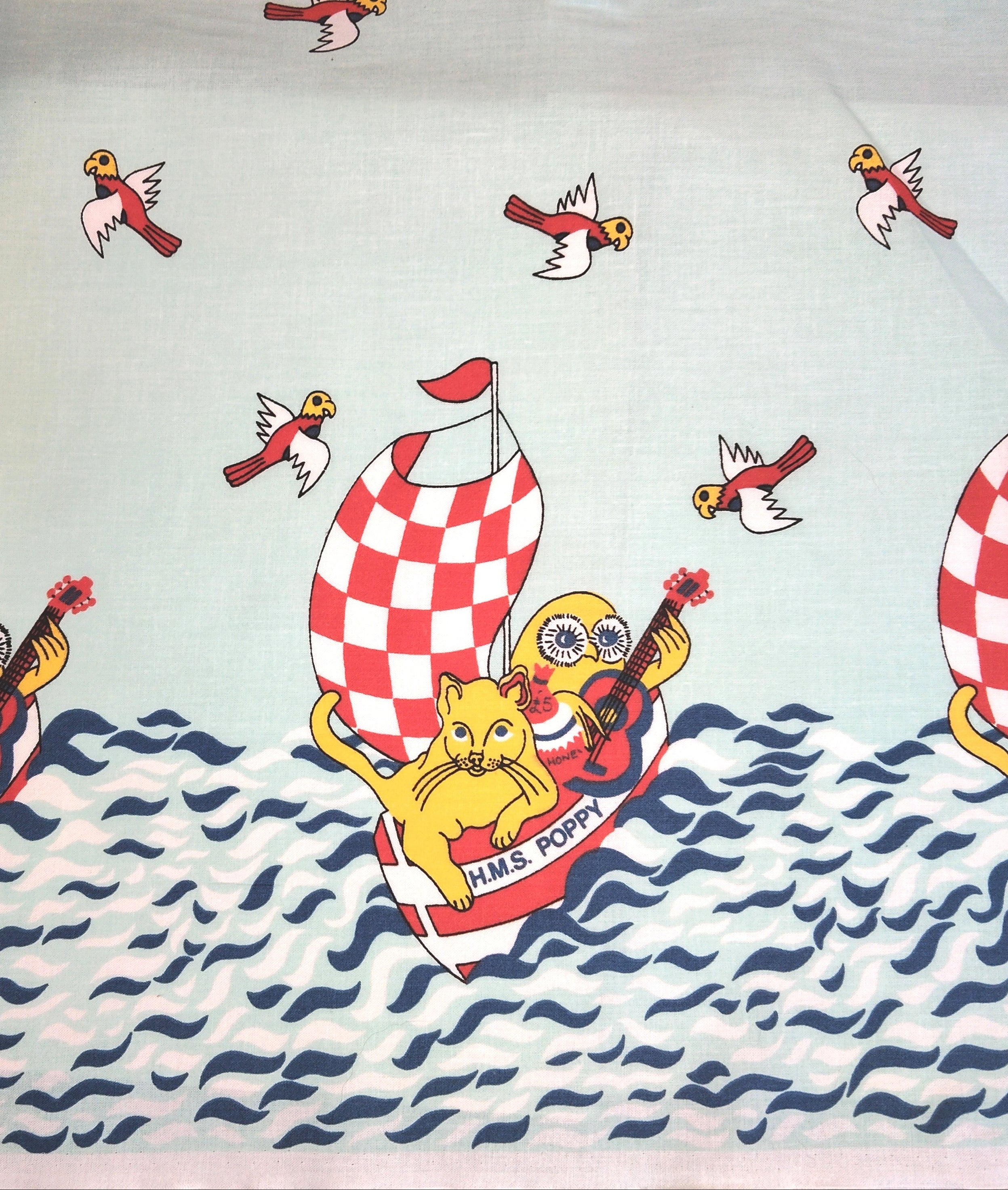 Remnant - 40m x 240cm - Blue Owl & The Pussycat - Cotton