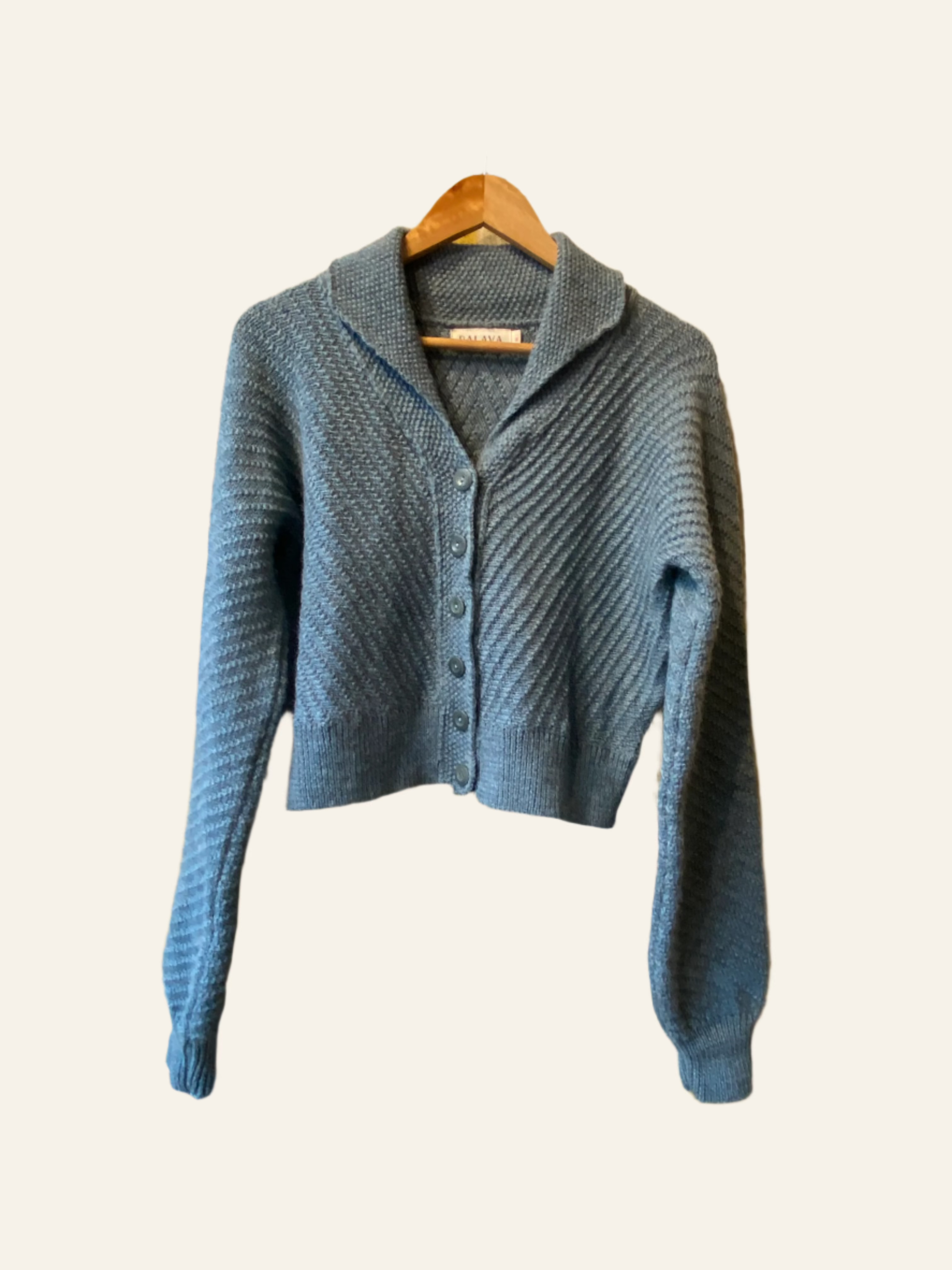 PRE LOVED - Betty - Heritage Knitwear Mineral Blue Cardigan | 100% British Wool