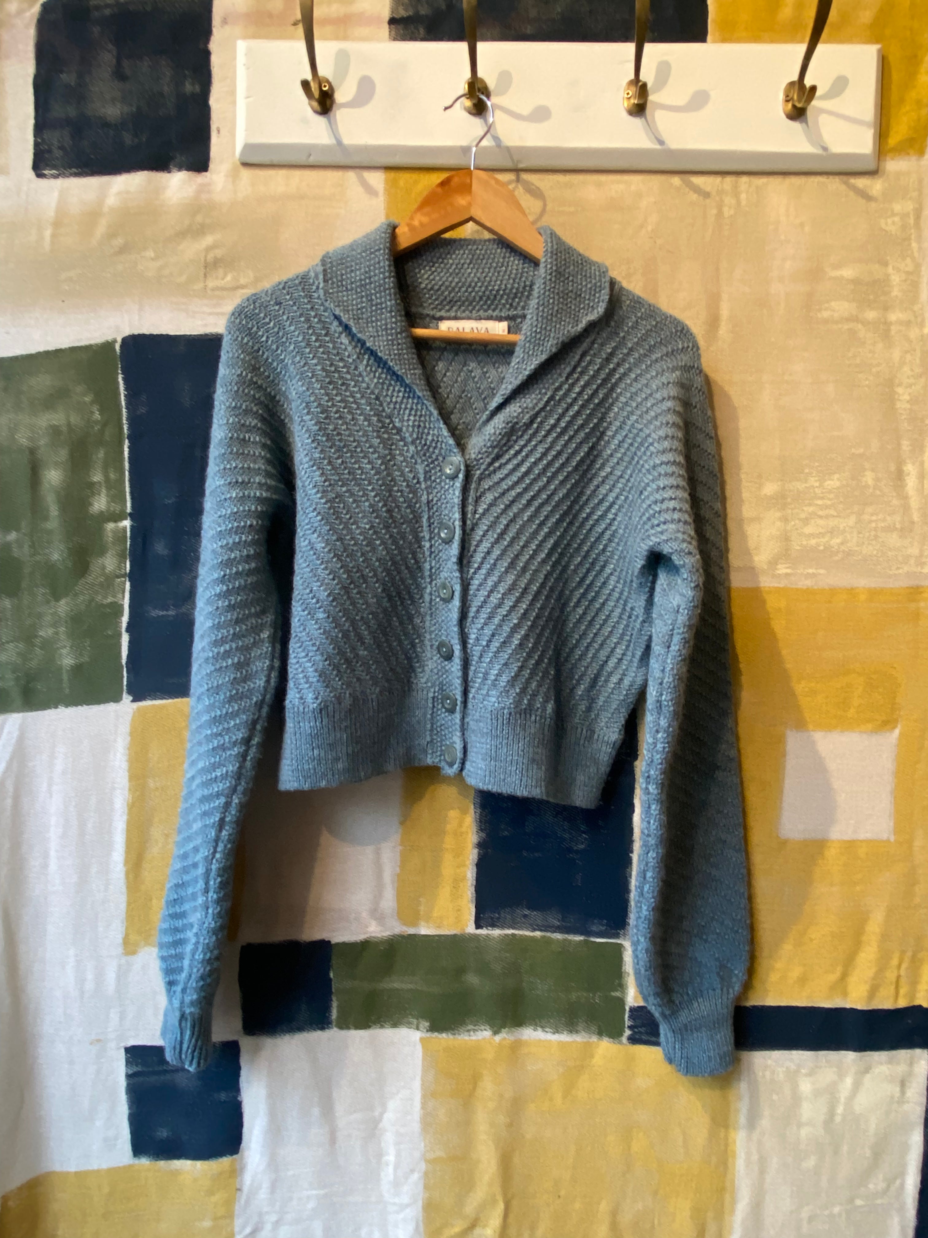 PRE LOVED - Betty - Heritage Knitwear Mineral Blue Cardigan | 100% British Wool