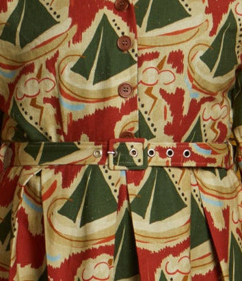 Archive Sale - Buckle Belt - Burgundy Sailing Boats