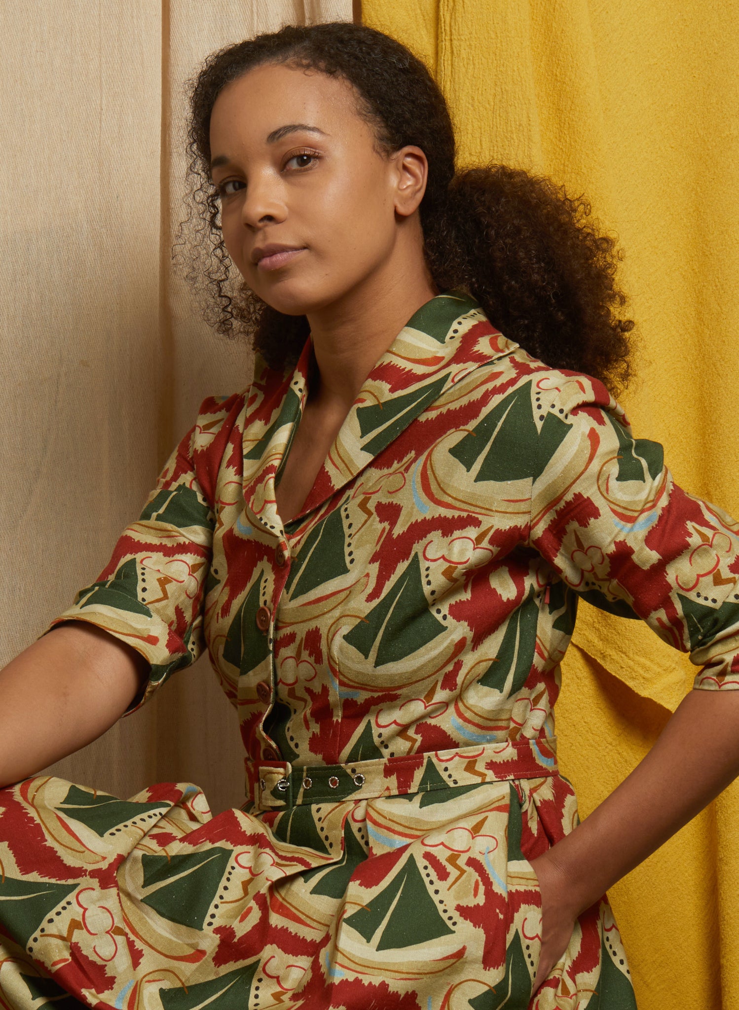 Ida - Burgundy Sailing Boats Dress