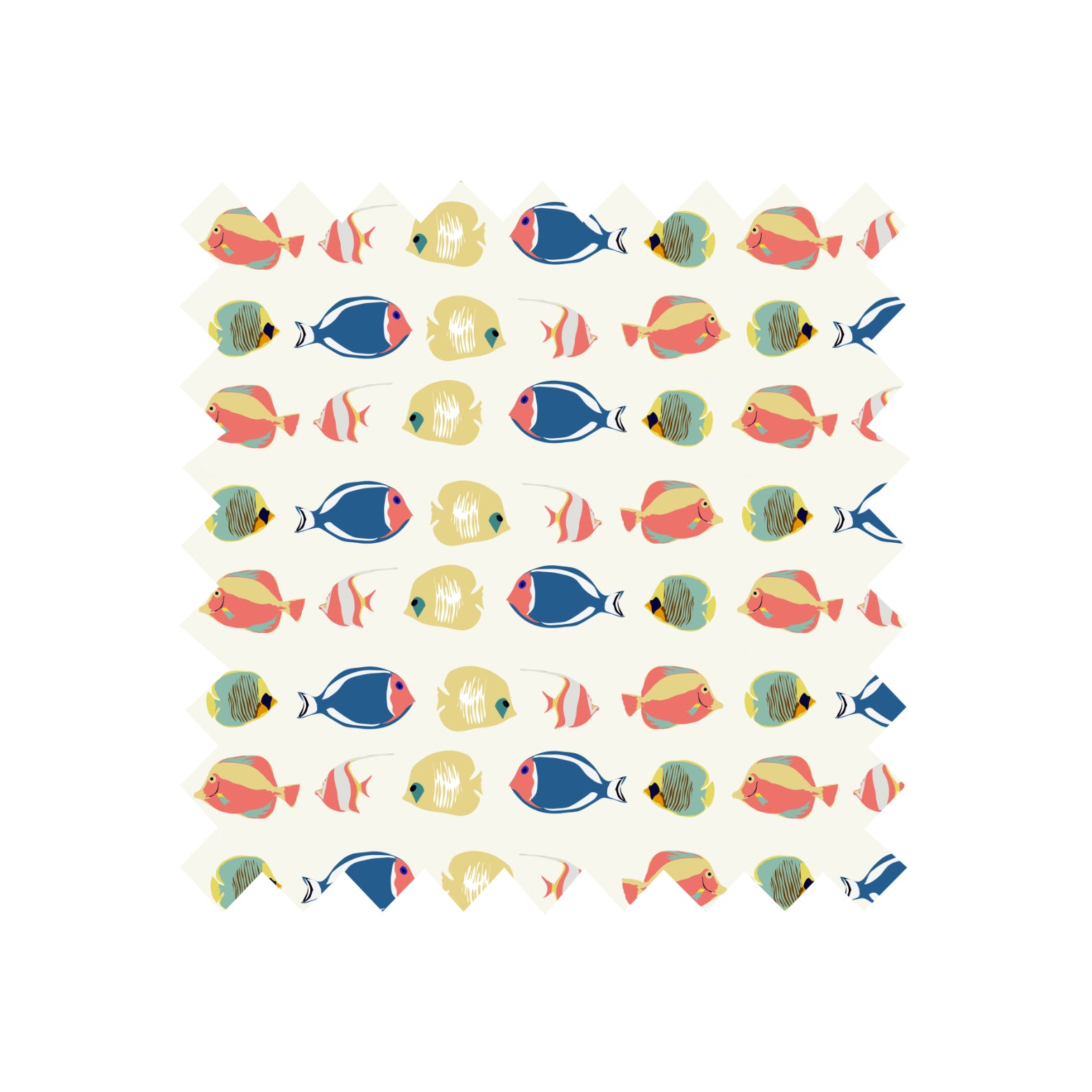 Remnant - 65x128cm - Cream Fish - Cotton Sateen