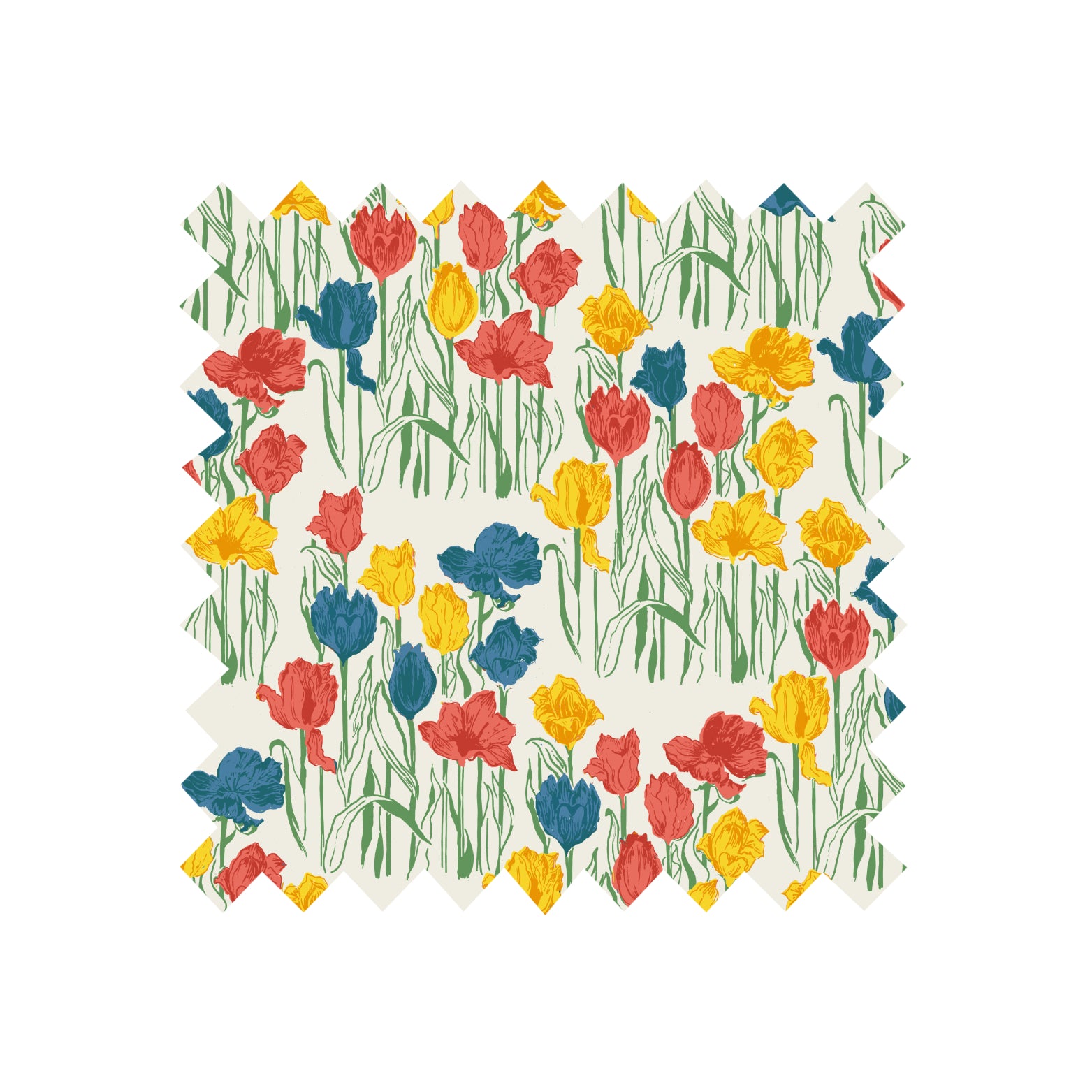 Remnant - 100x154cm - Ivory Tulips - Hemp Cotton Blend