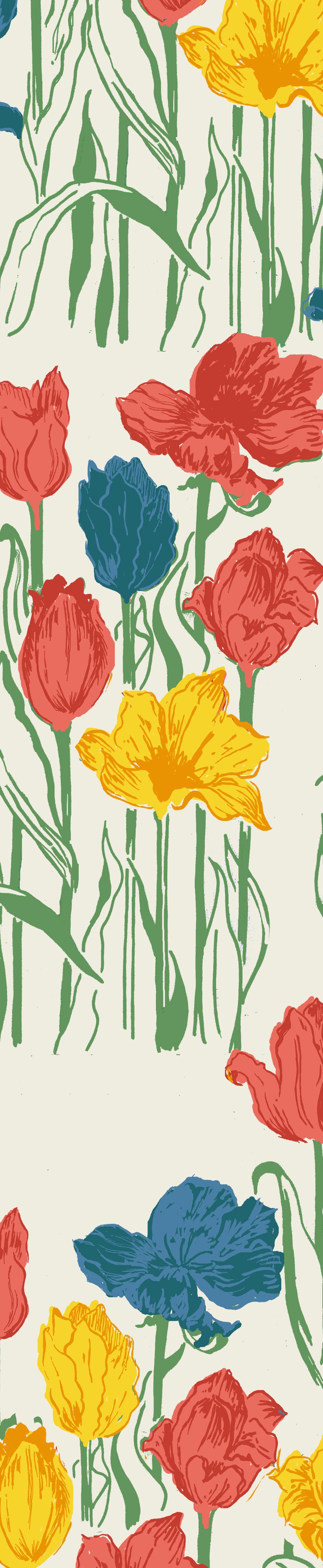 Remnant - 100x154cm - Ivory Tulips - Hemp Cotton Blend