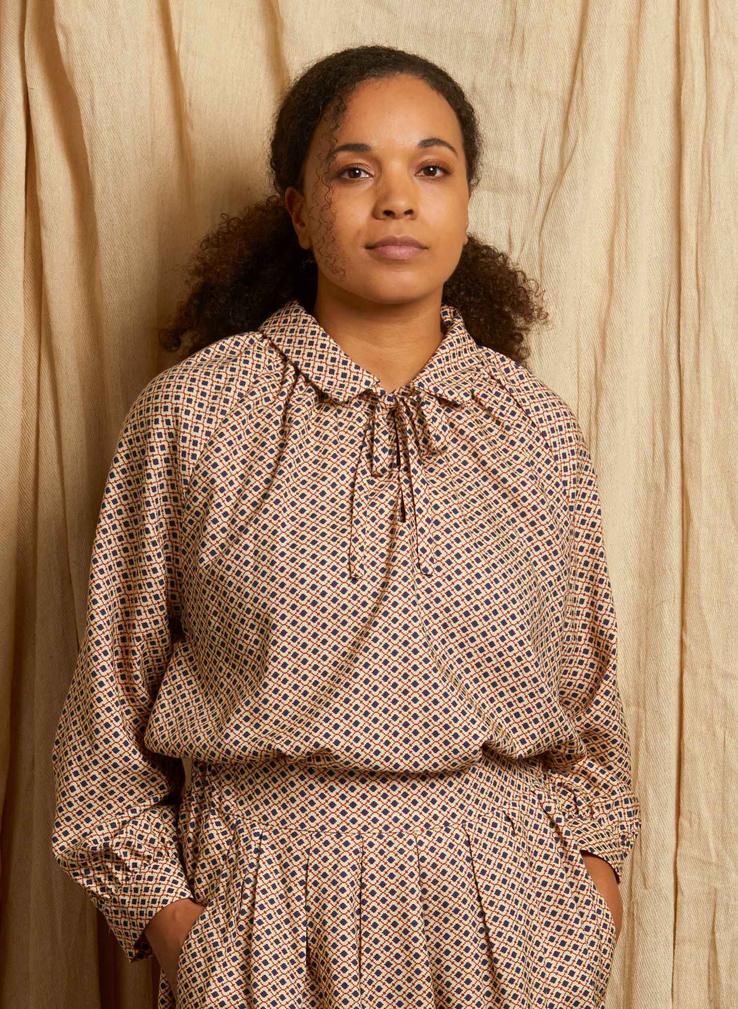 Joan - Ivory Tiles Blouse