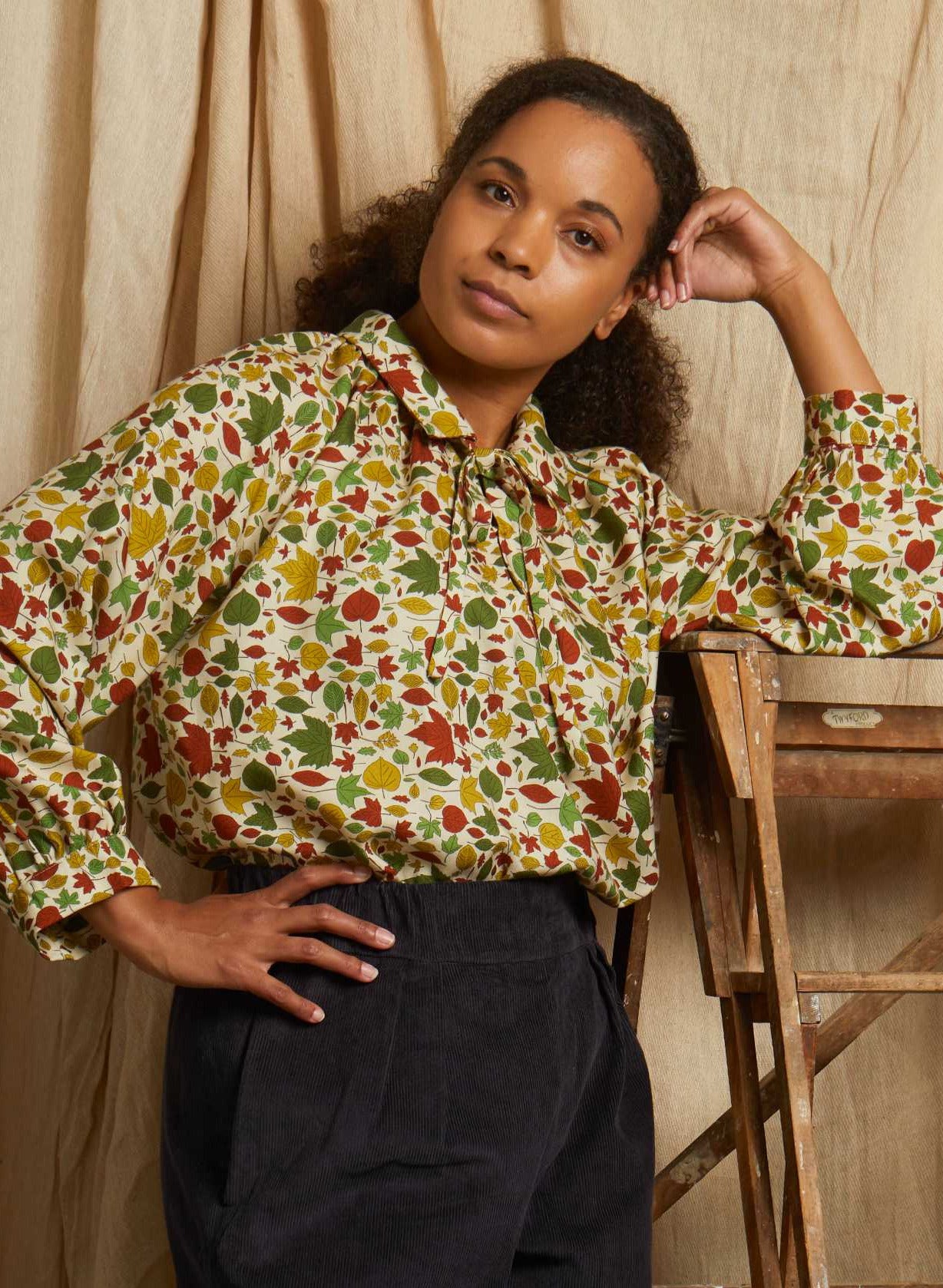 Joan - Ivory Autumn Leaves Blouse