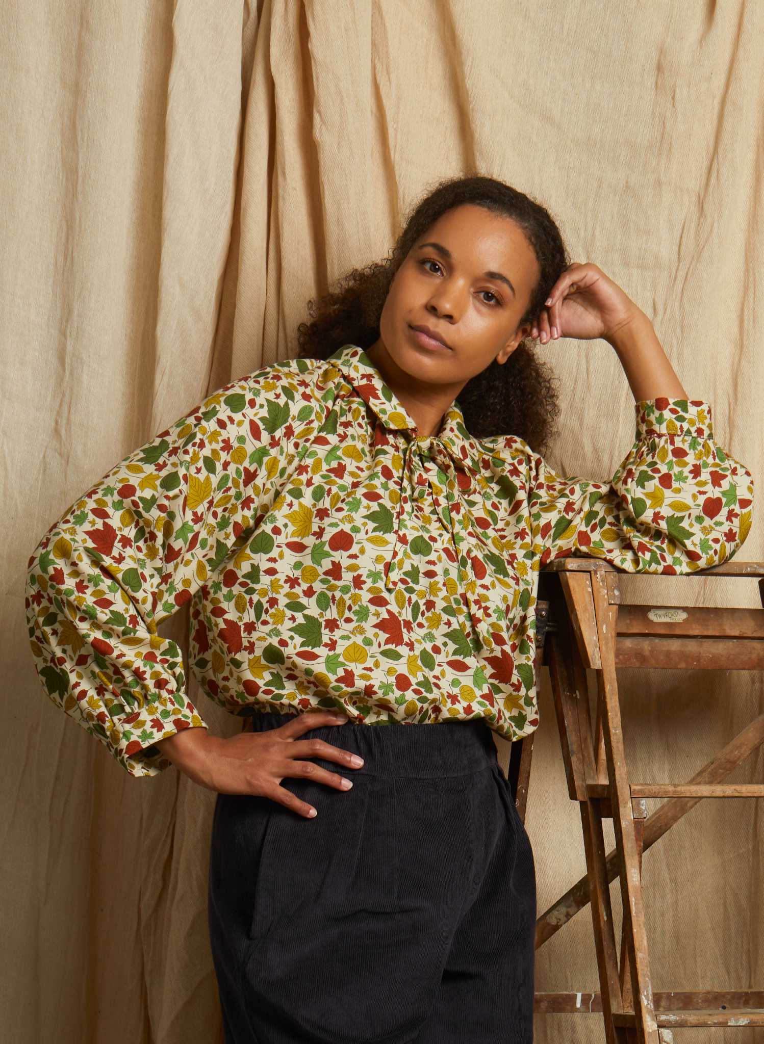 Joan - Ivory Autumn Leaves Blouse