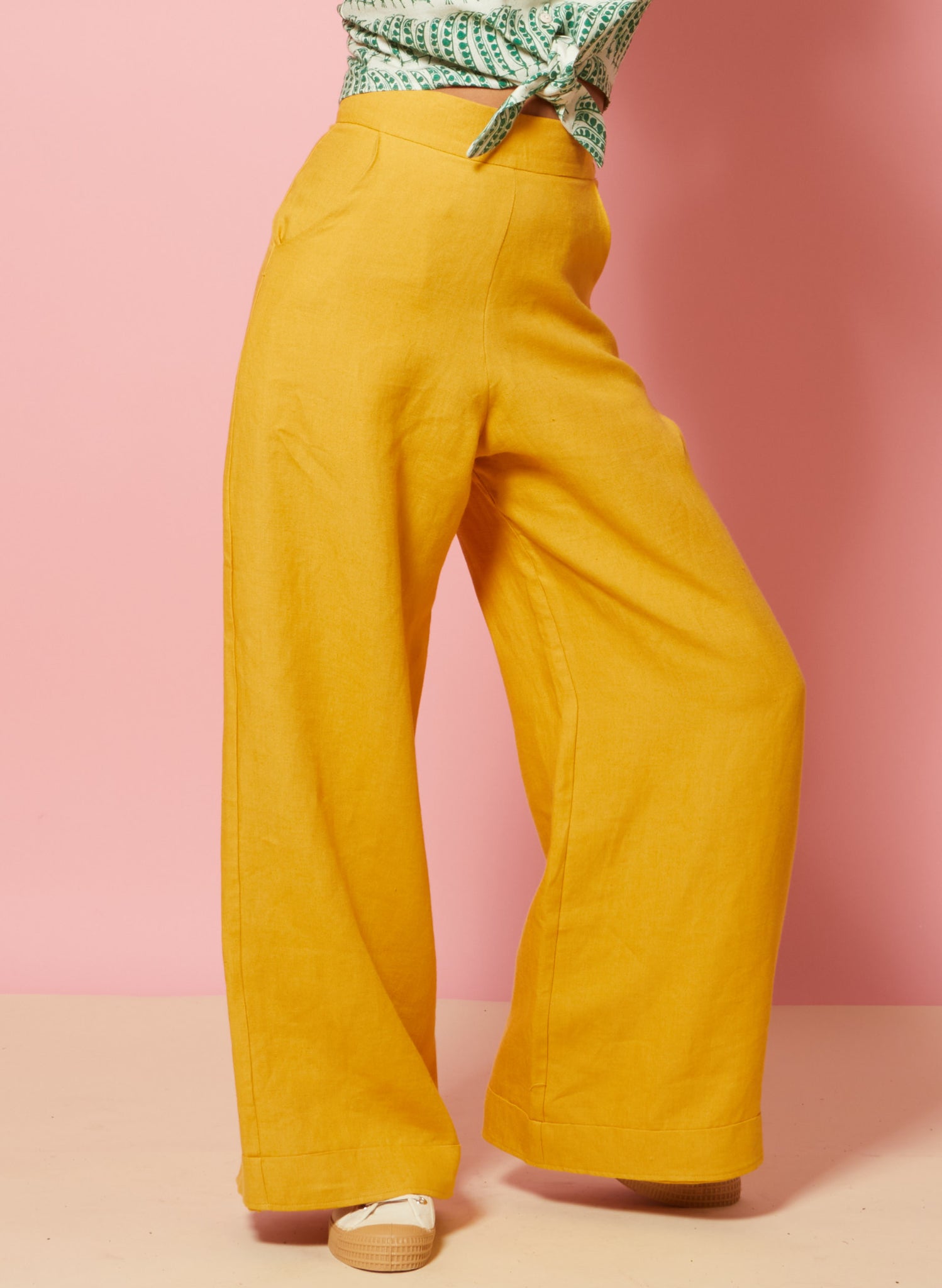 Josephine Trousers - Mustard Yellow Linen