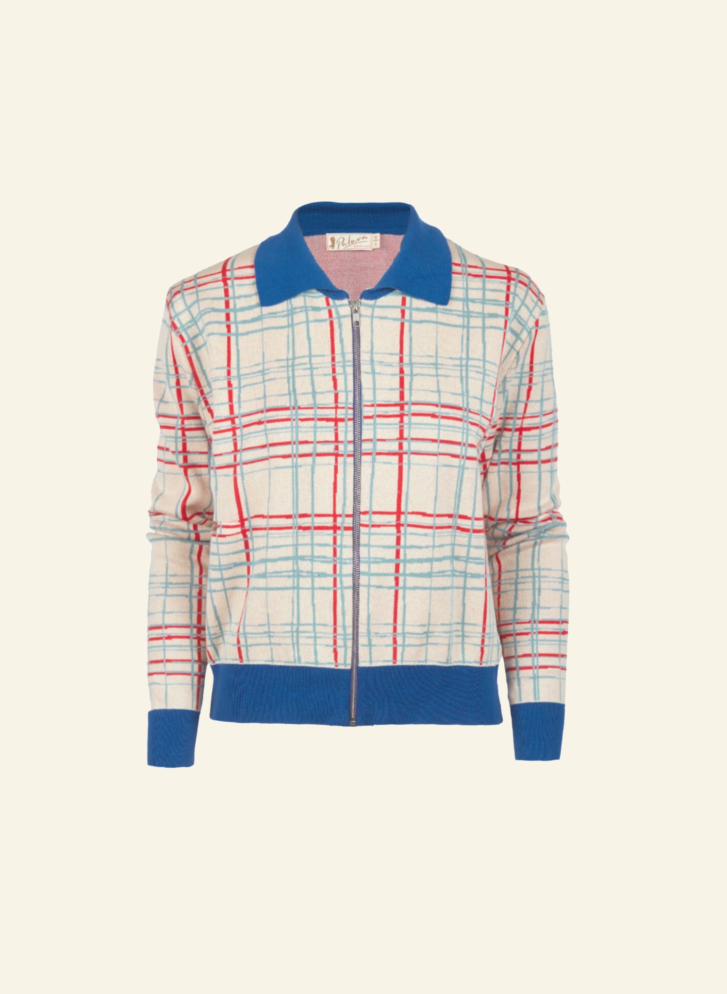Kate Zip Up - Cream Folk Check