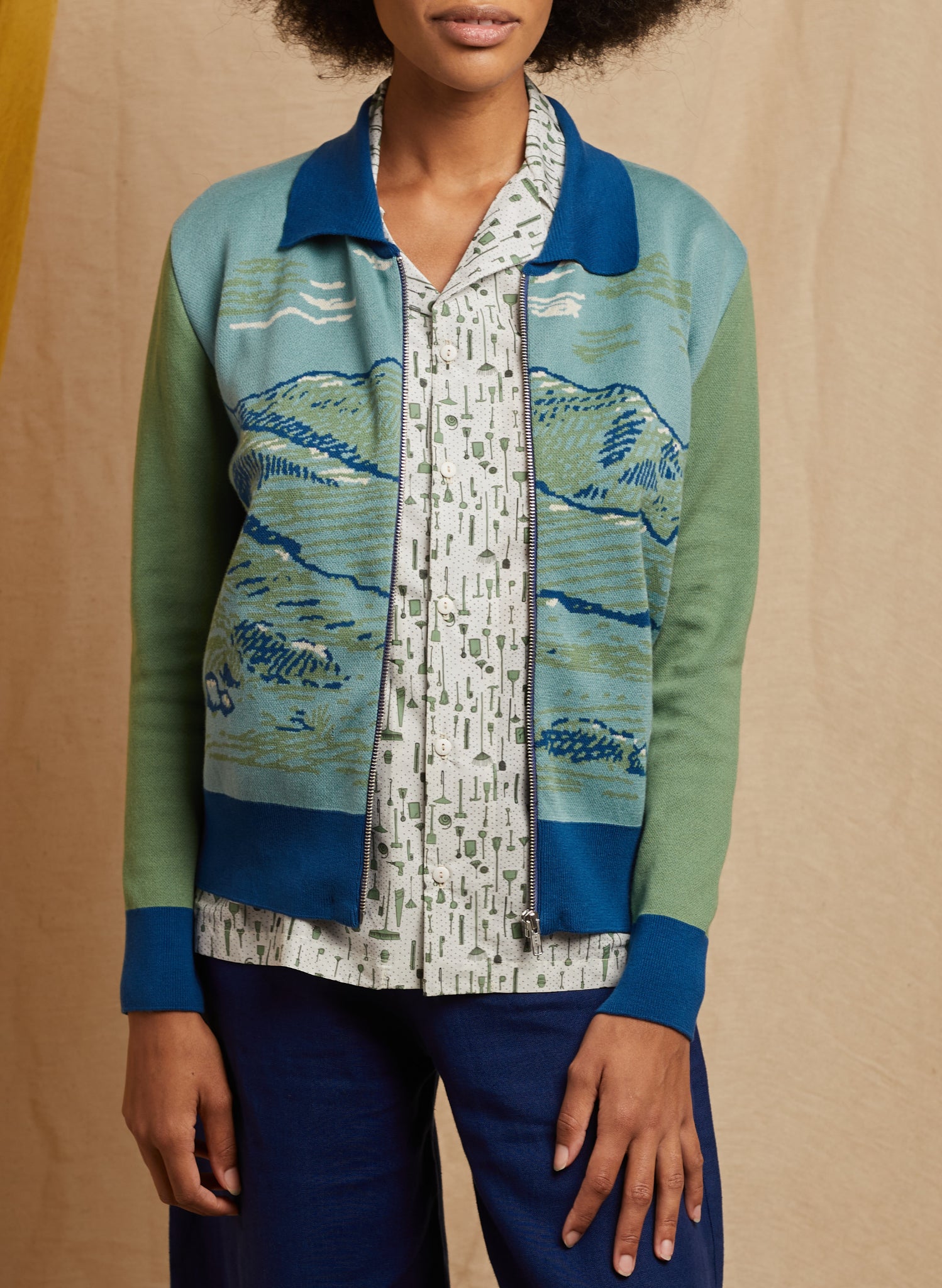 Kate Zip Up - Green Goat