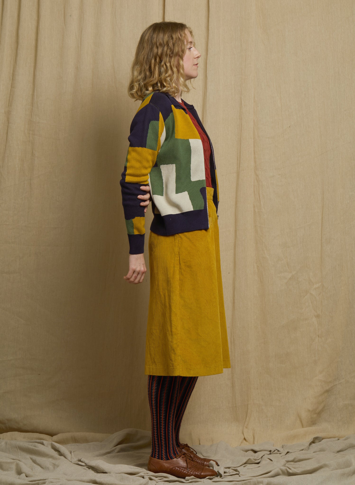 Kate - Mustard Boxes Zip-up