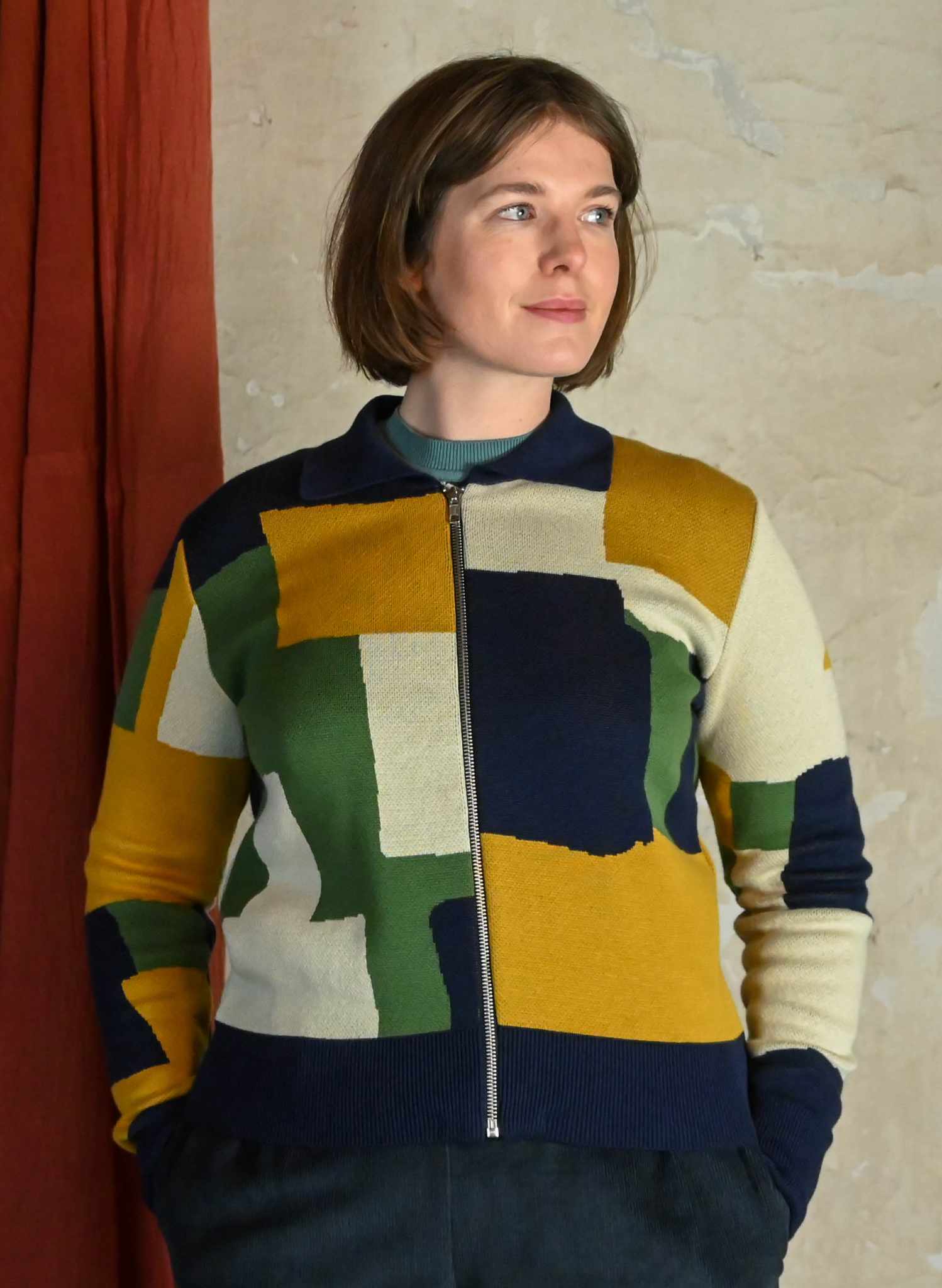 Kate - Mustard Boxes Zip-up