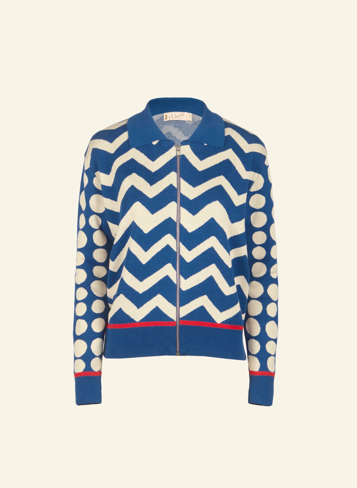 Kate Zip Up - Blue Spots and Zig Zag