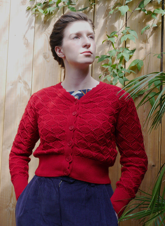 Rani Knit Cardigan in Burgundy Wool Blend
