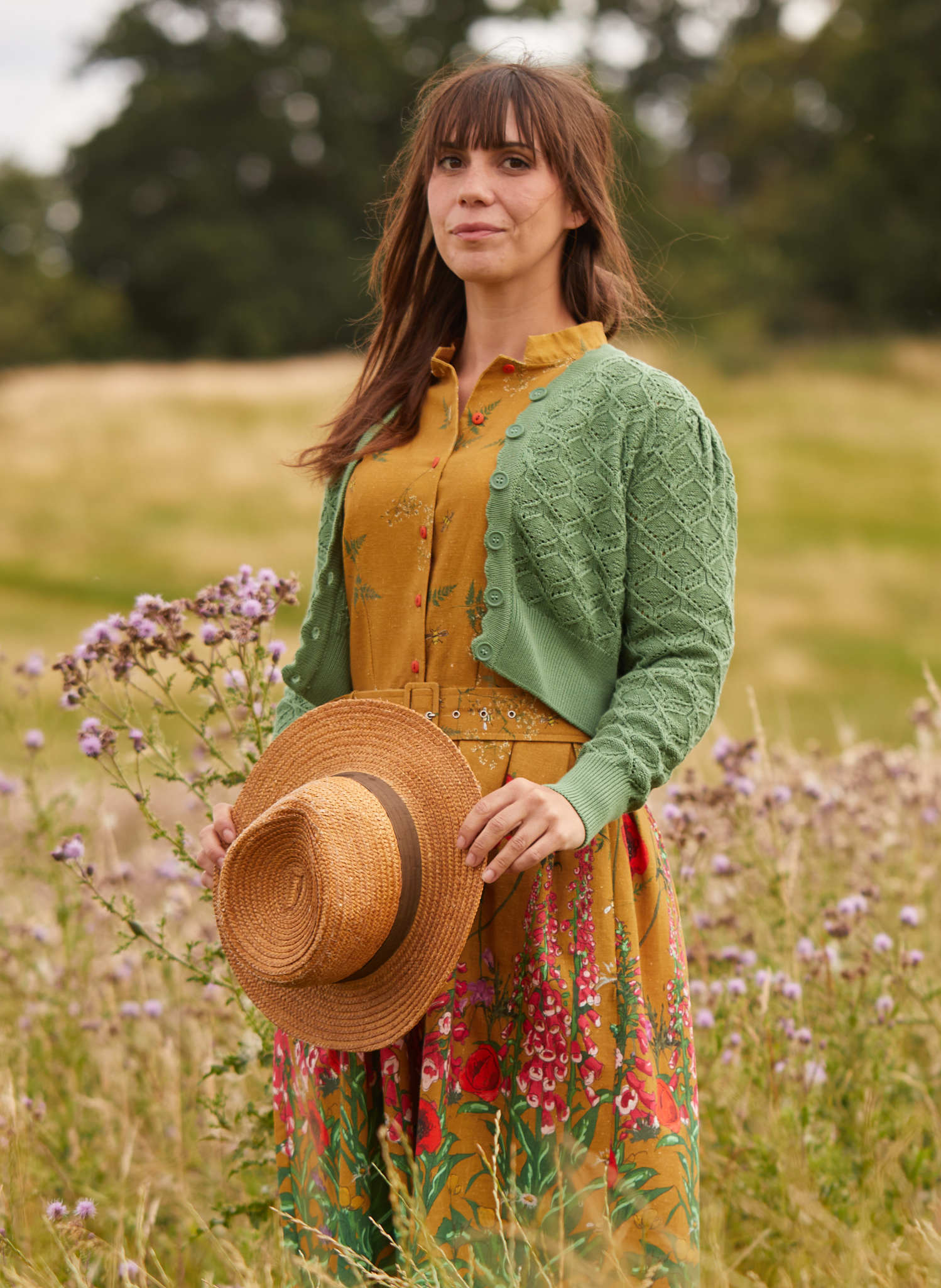 Archive Sale - Size S - Leah - Green Basket Knitted Cardigan