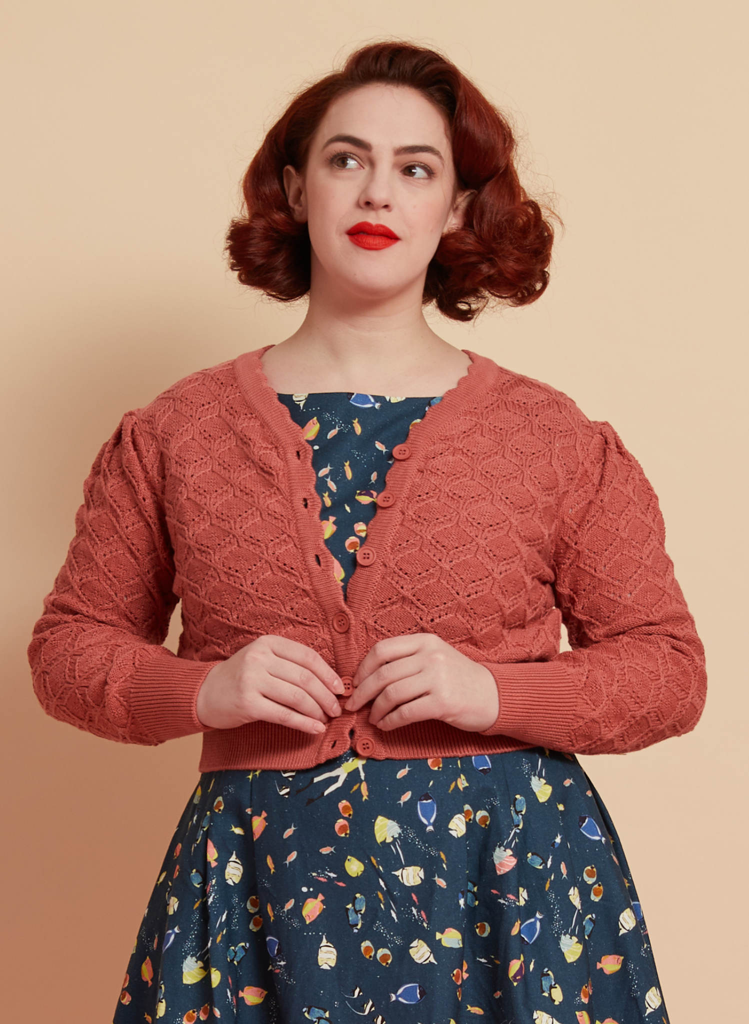 Leah - Rose Basket Knitted Cardigan