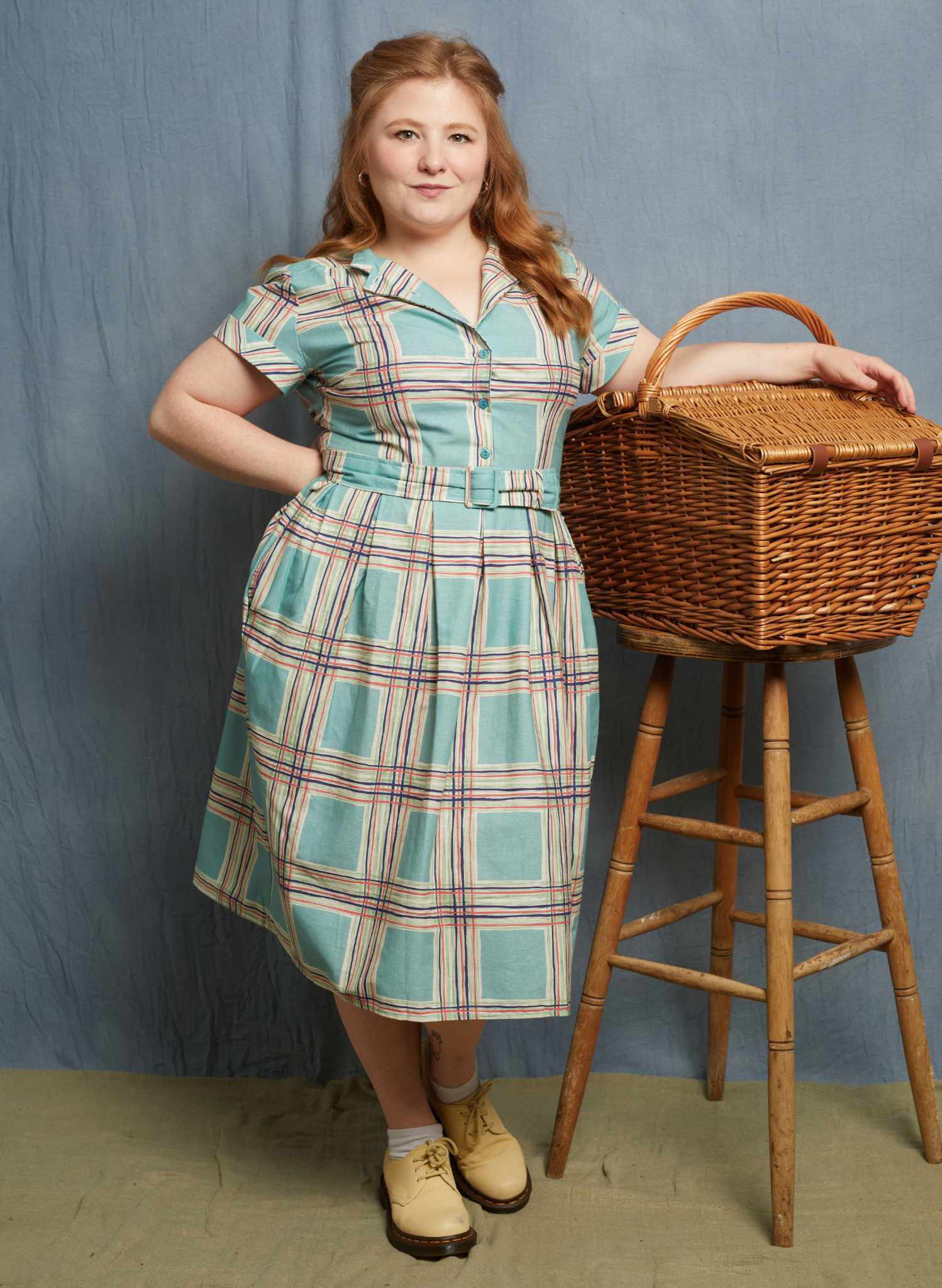 Louise Dress - Teal Checks