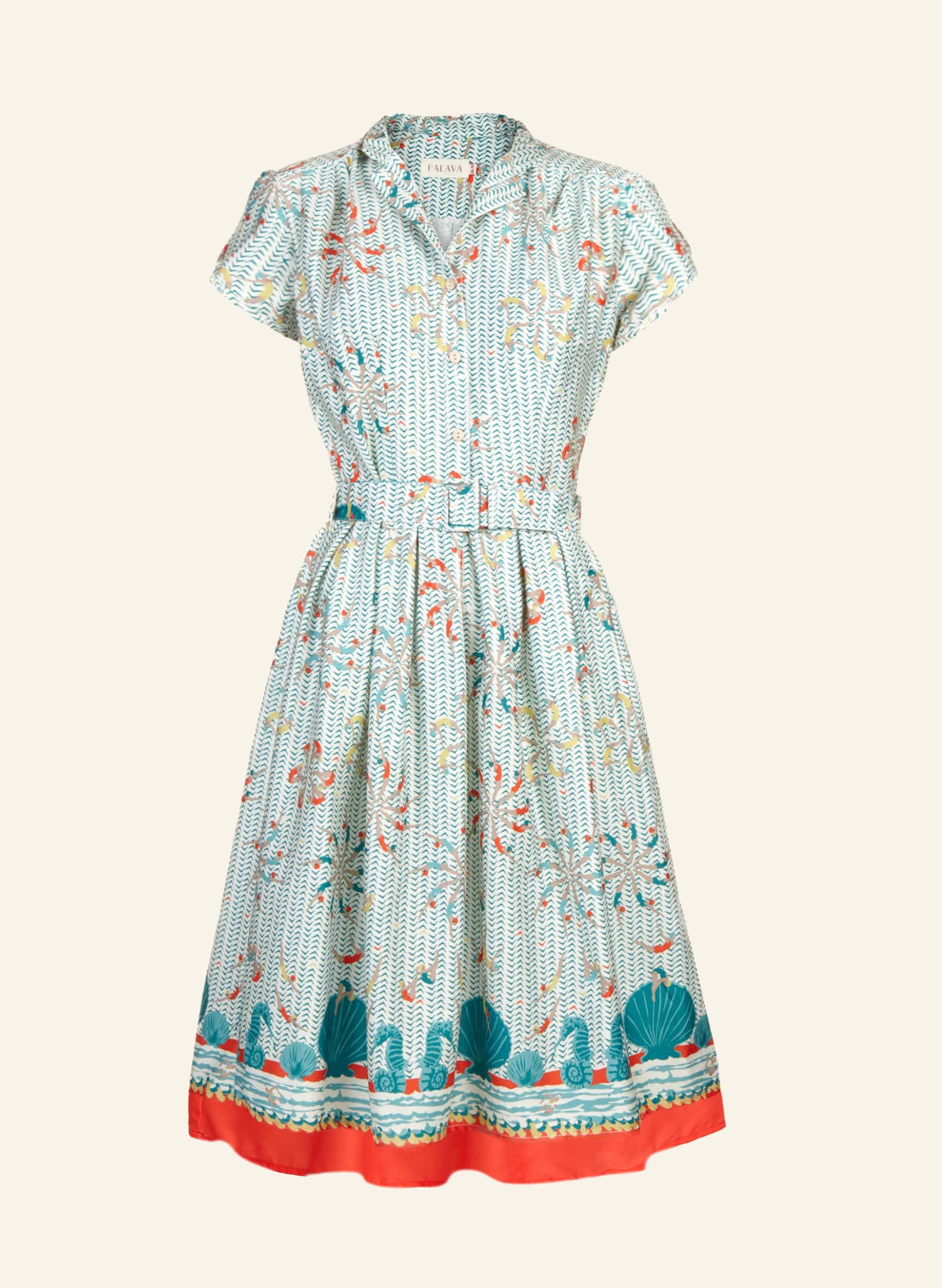 Teal & Red Swimmers Print Dress | 100% TENCEL™ | Made in UK