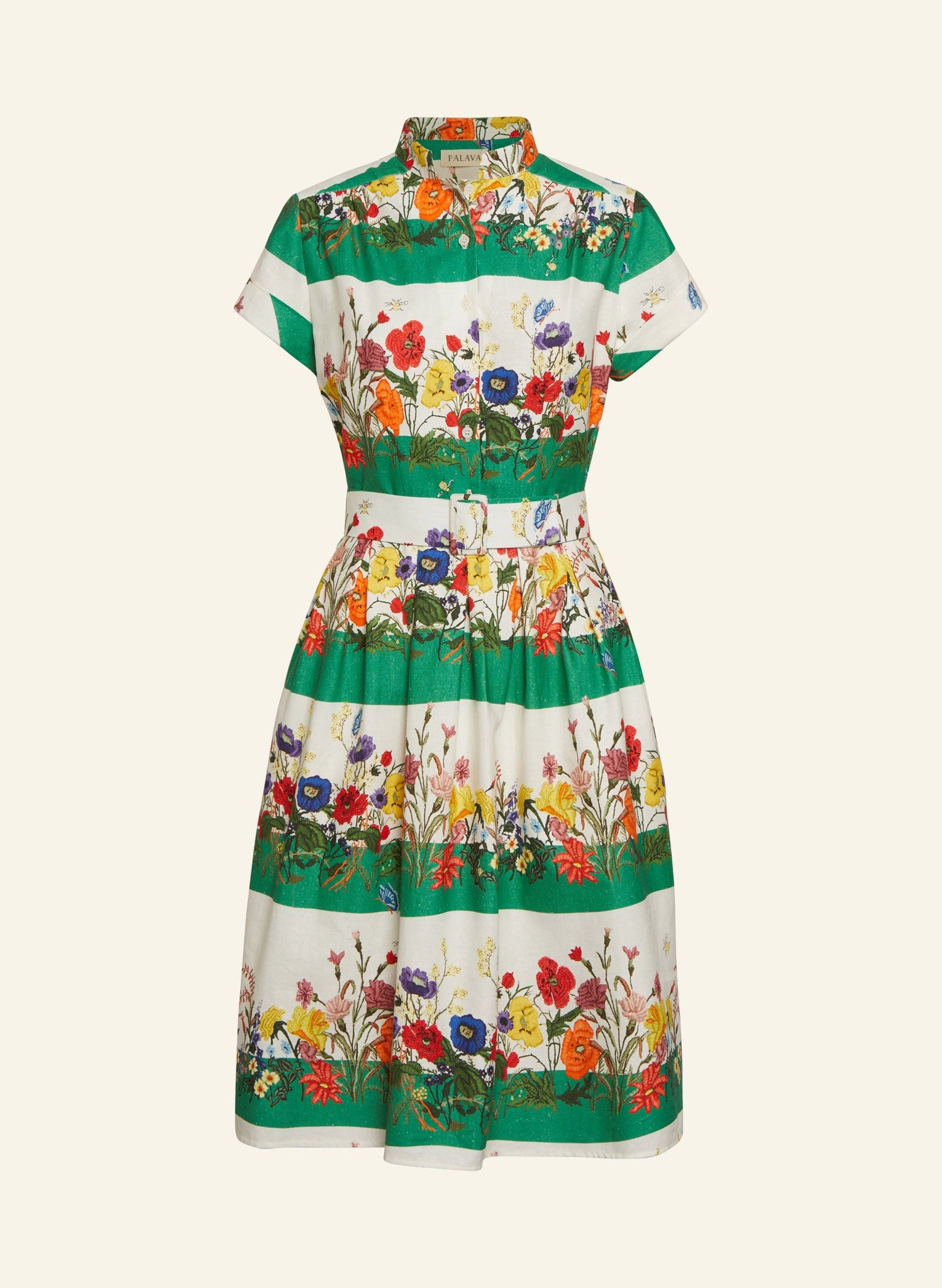 Archive Sale -  Louise - Green Summer Meadow Stripe Dress - Not Aligned
