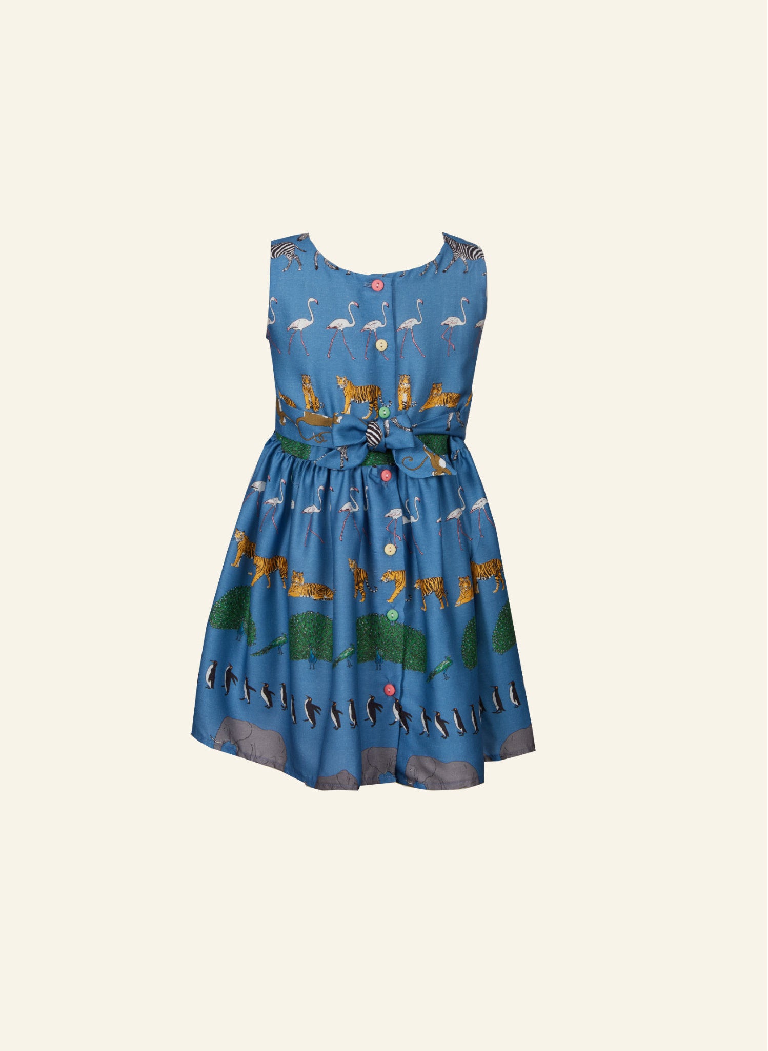 Martha Children's Dress - Blue Walking Zoo
