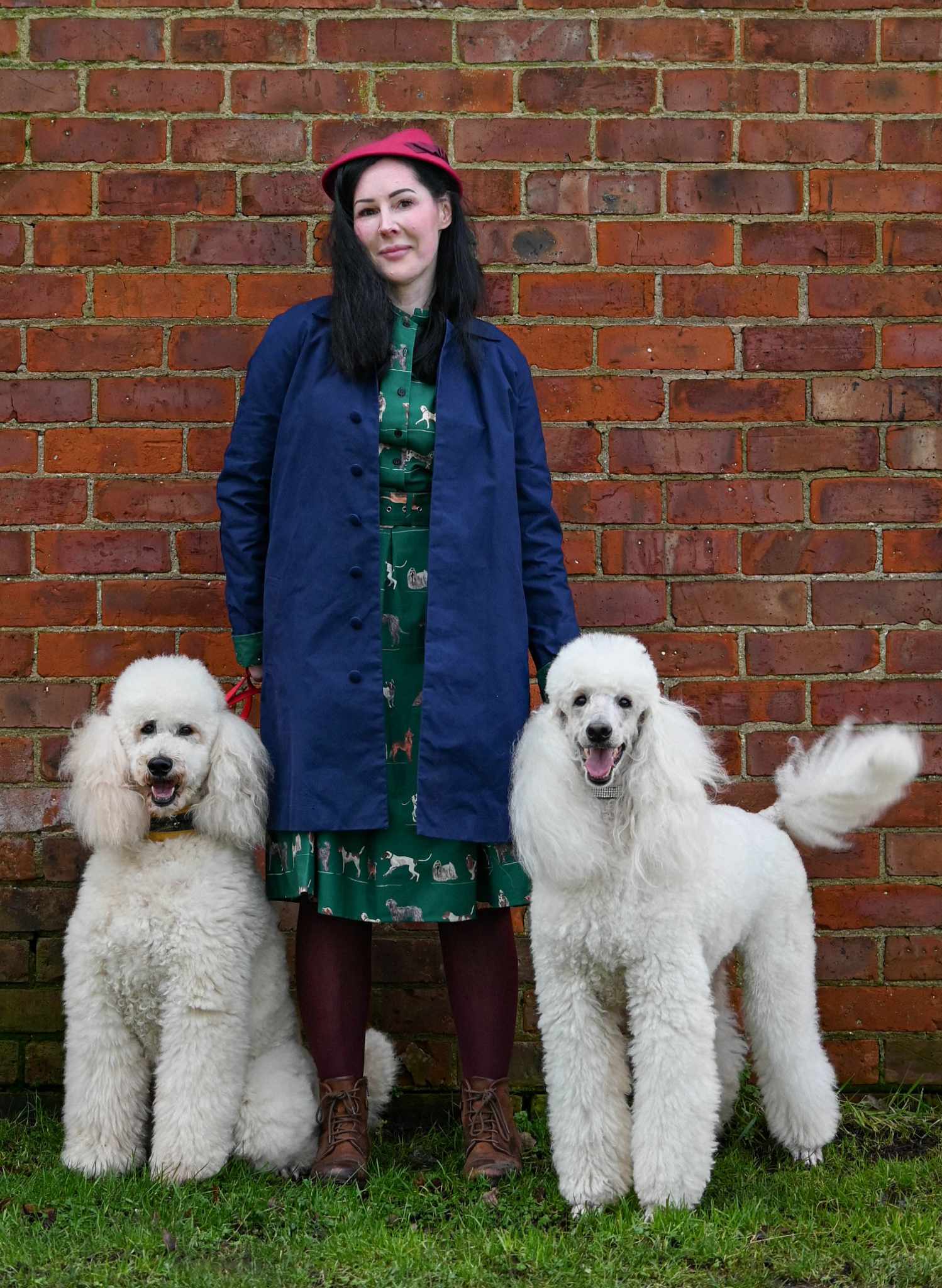 Heritage - Navy Trench Coat - Green Porcelain Dogs Lining