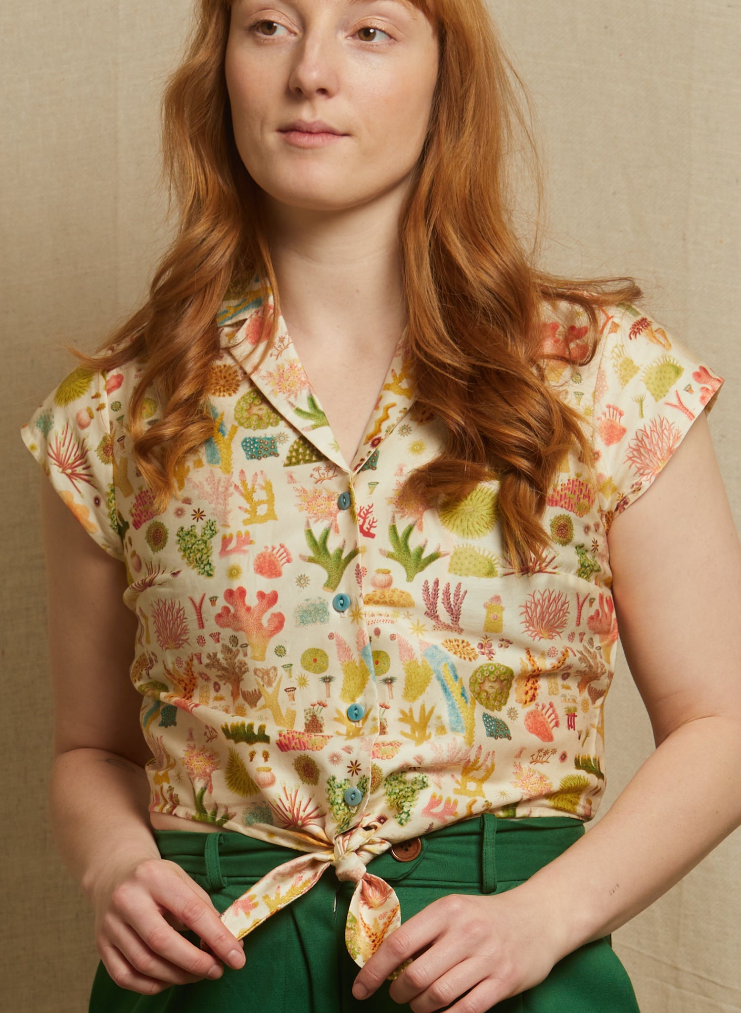 Peggy Top - Cream Coral Reef