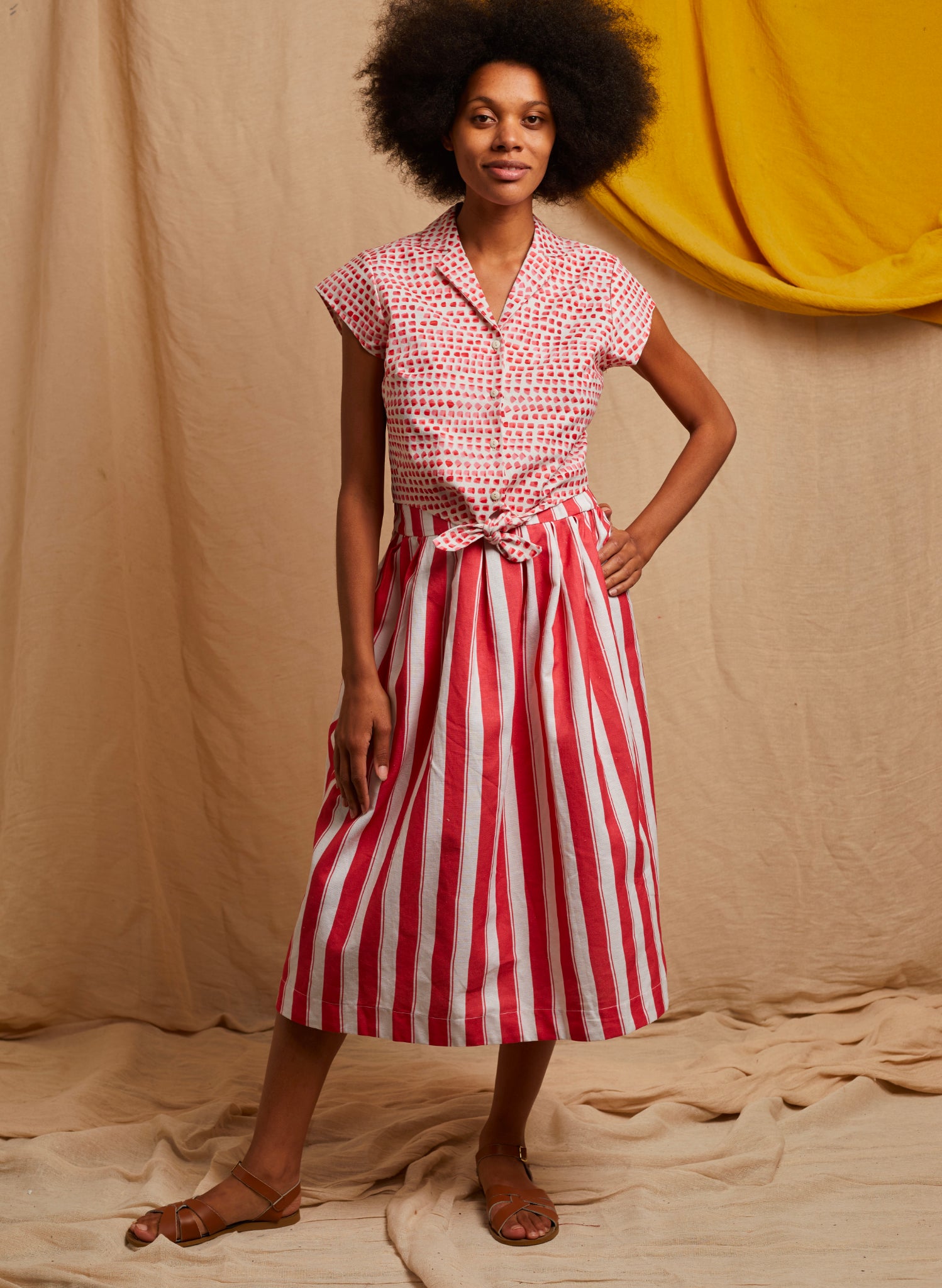 Peggy Top - Pink Thumb Print